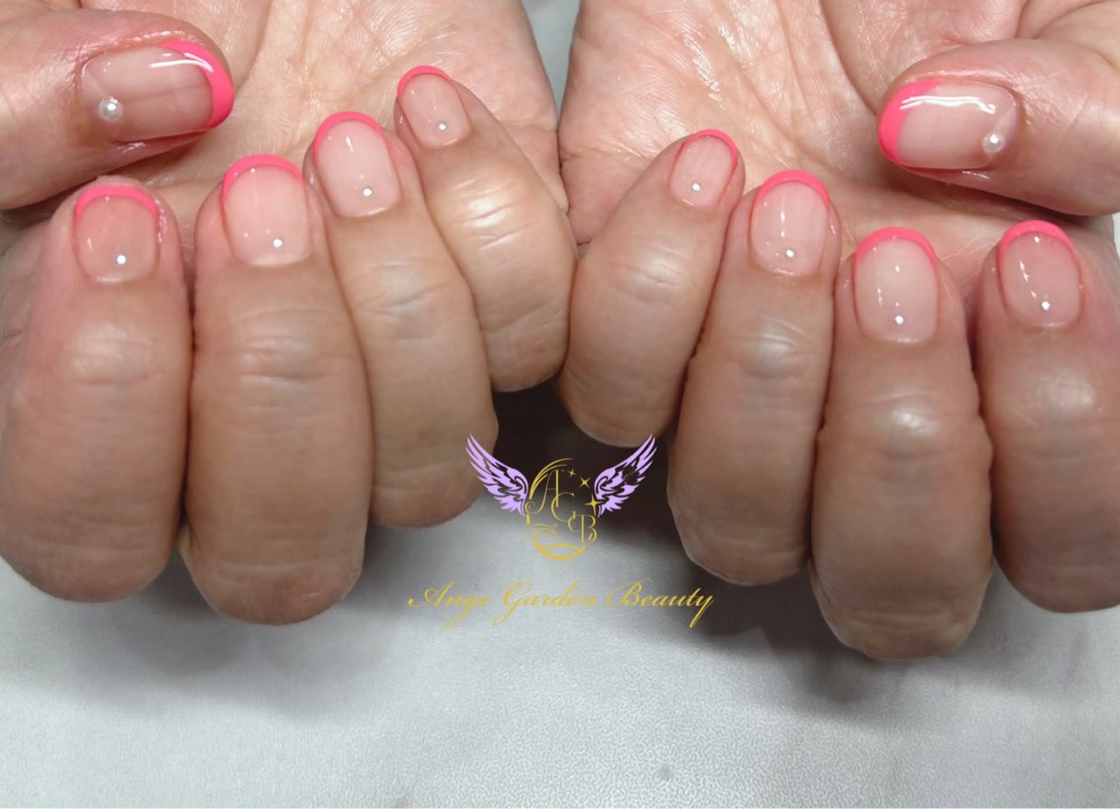 ネイル フレンチネイル ピンク ハンドネイル AngeGarden Beautymihoのネイルデザイン