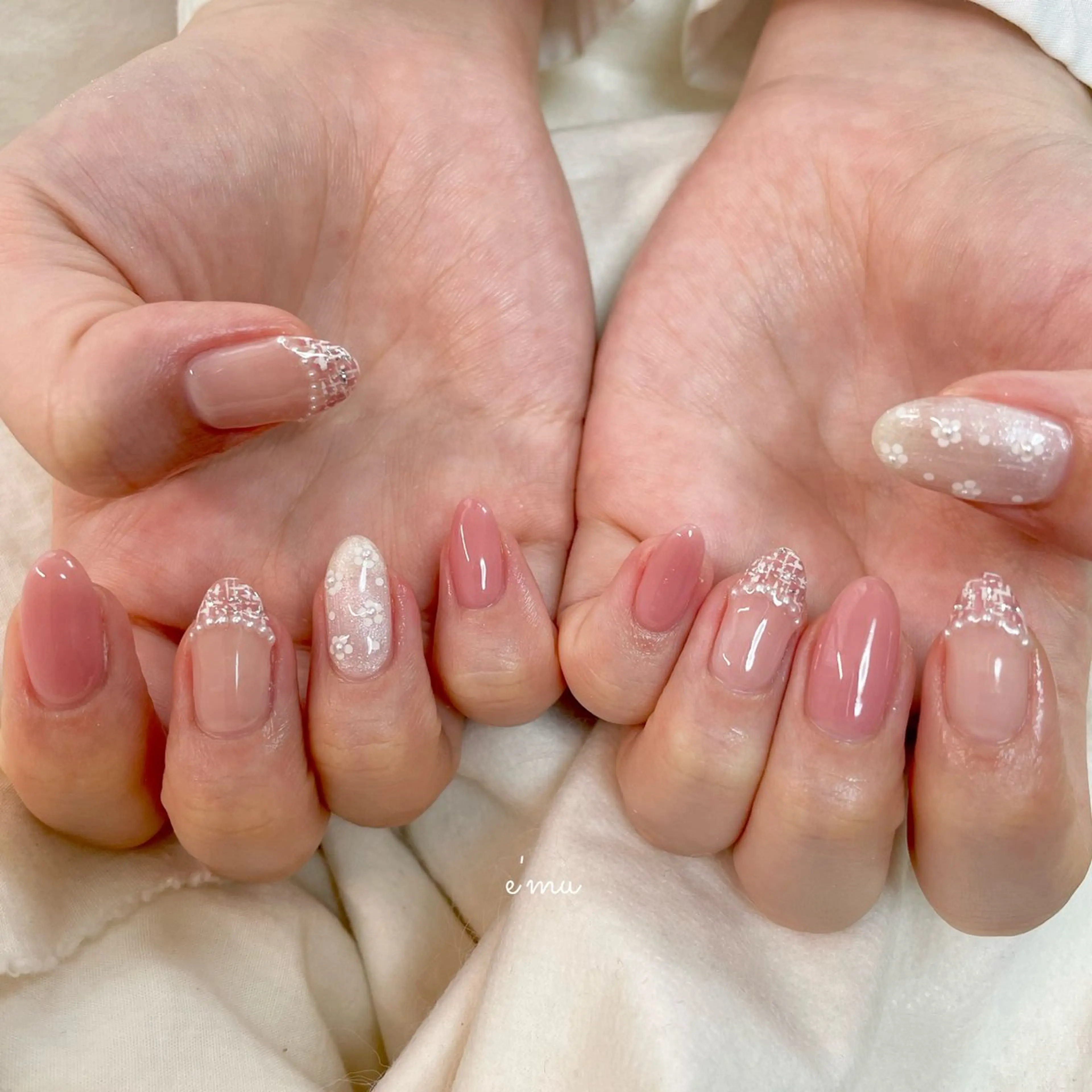 ネイル フラワーネイル ツイードネイル ハンドネイル nail salon e'mu💐のネイルデザイン