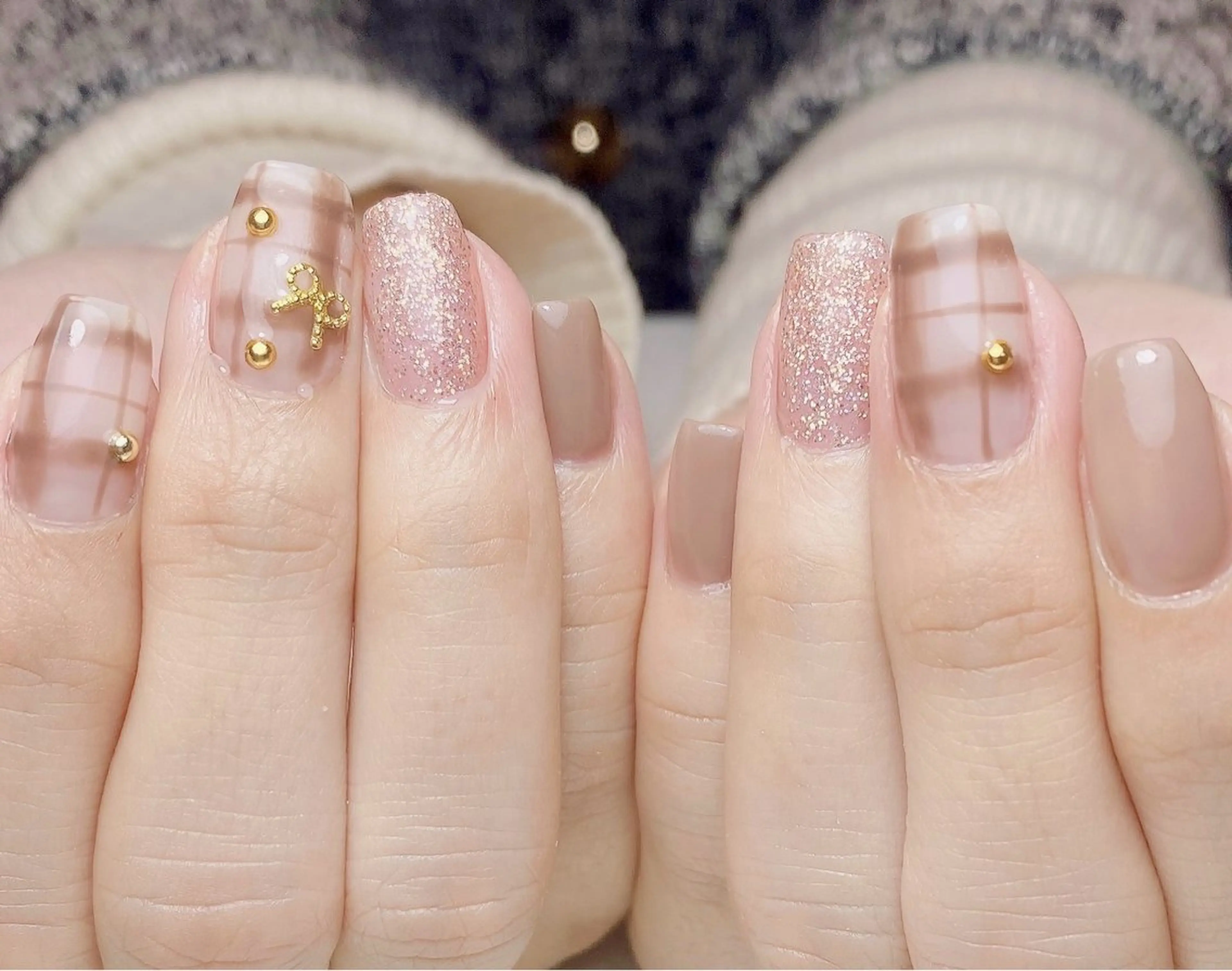 ネイル ブラウン 持ち込み リボン Nail Salon K 🧸美爪育成のネイルデザイン