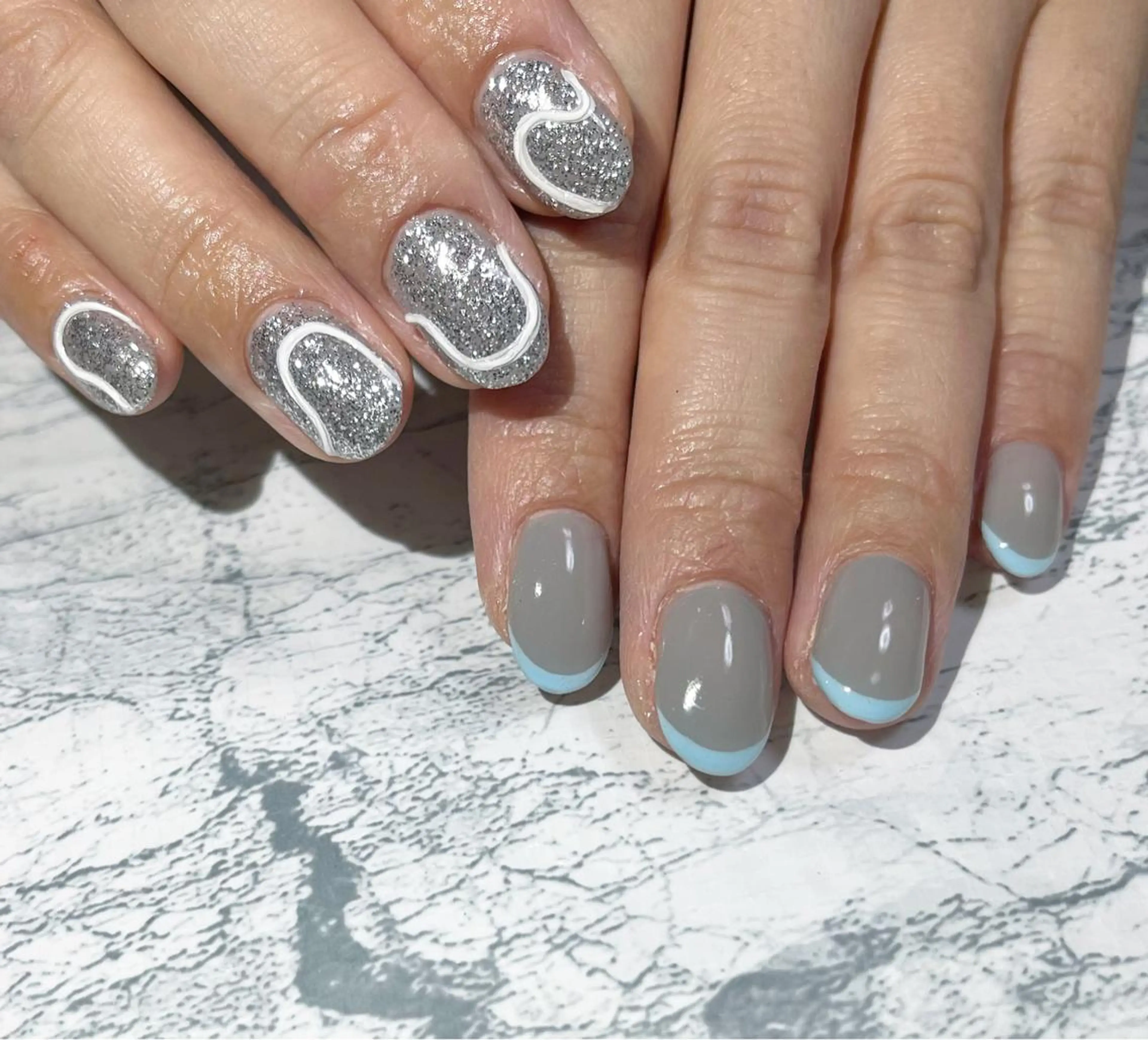 ネイル アートネイル フットネイル フレンチネイル ラメ(グリッター) ニュアンスネイル nail fufla ♡yamane♡のネイルデザイン