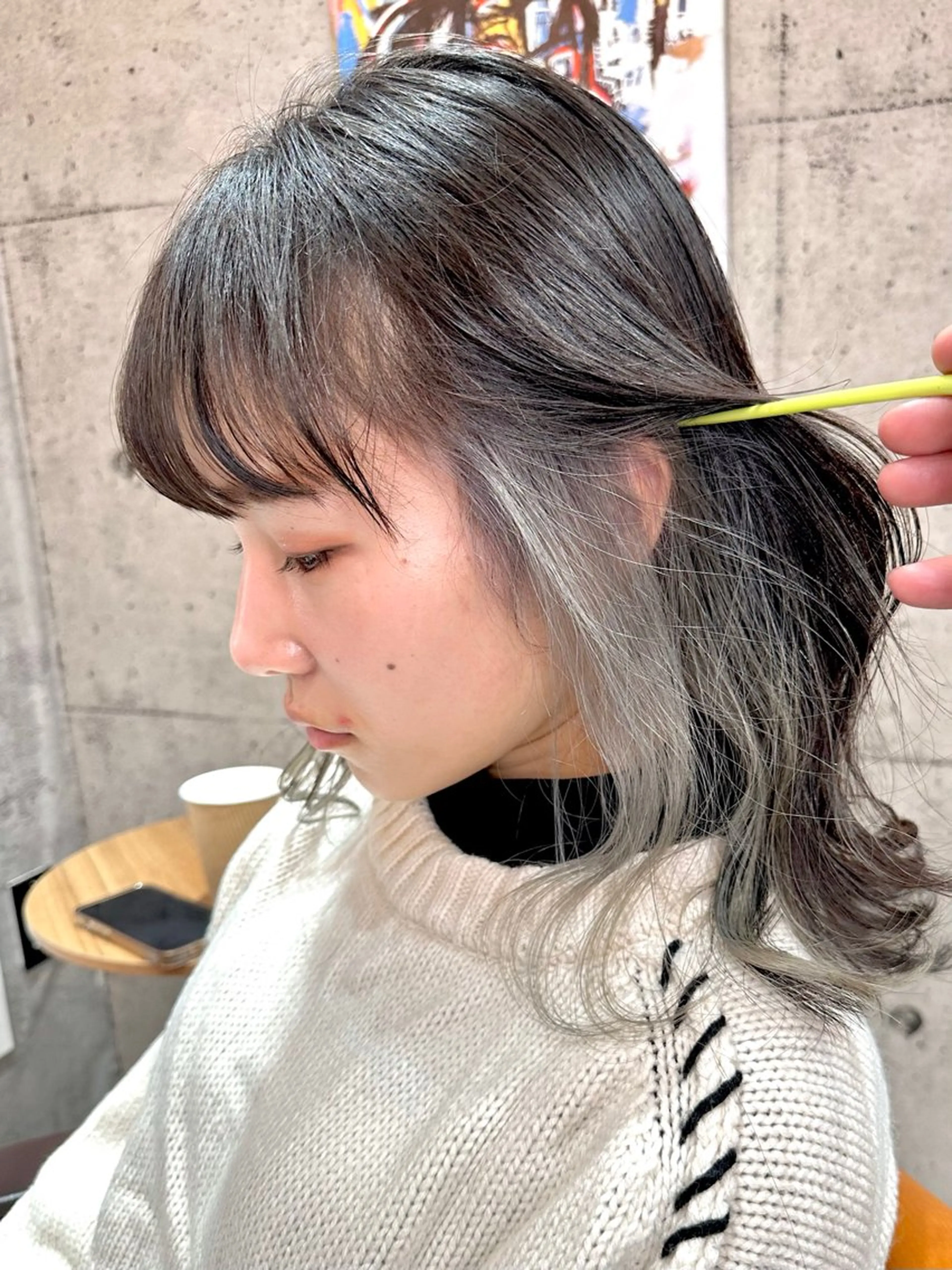 ミディアム ミストバング 🔷ブリーチバレイヤ ージュ🔷飯野達也のヘアスタイル