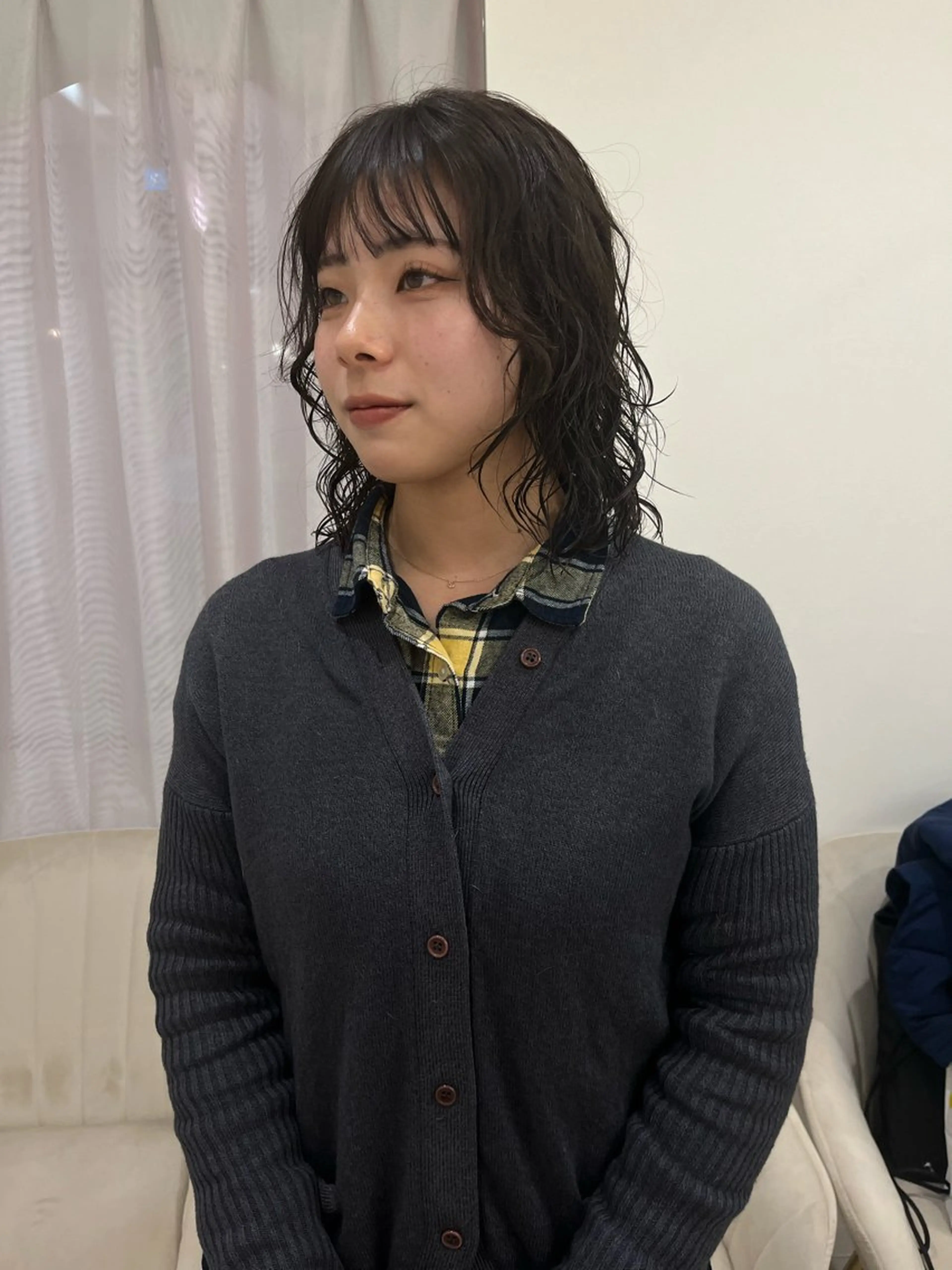 ミディアム パーマ カット パーマ トリートメント 松村 澪里のヘアスタイル