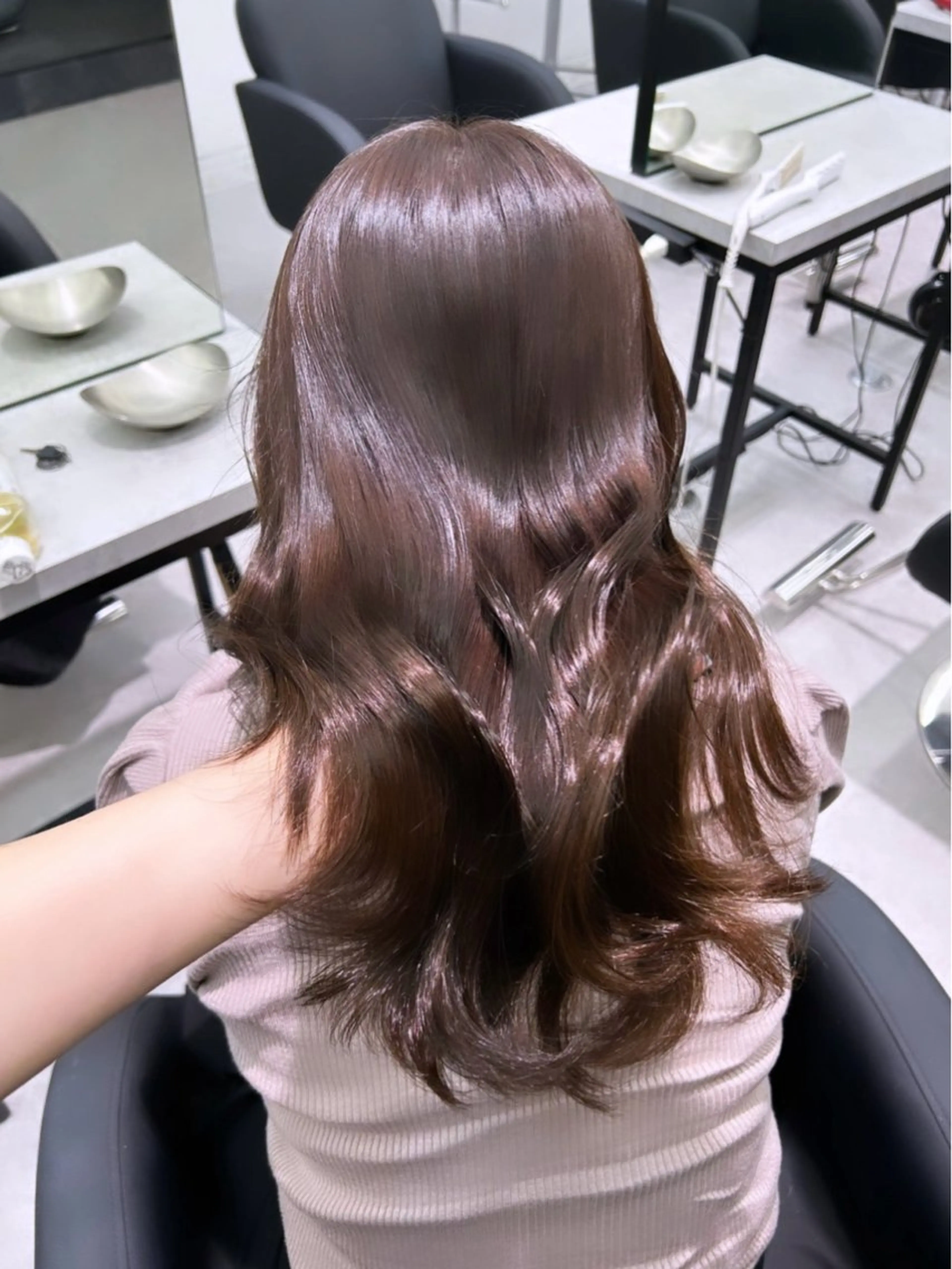 ロング カラー ベージュカラー ブラウンカラー ショコラベージュ ココアベージュ メルティカラー 渋谷/原宿♡PELE 縮毛矯正/ストレートのヘアスタイル