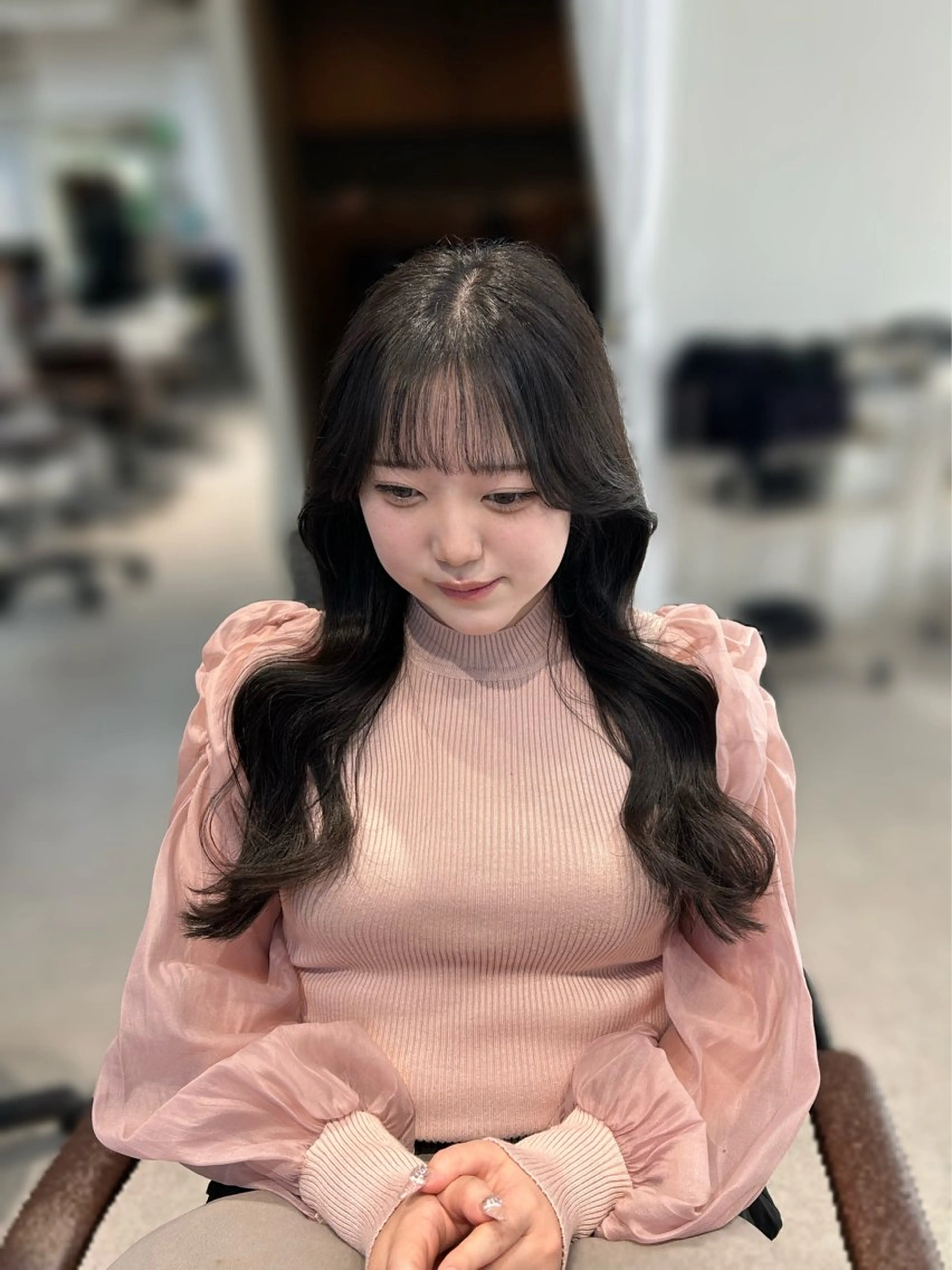 ロング カラー カット ヘアカラー ninaアイドル前髪 ×透明感🎀のヘアスタイル