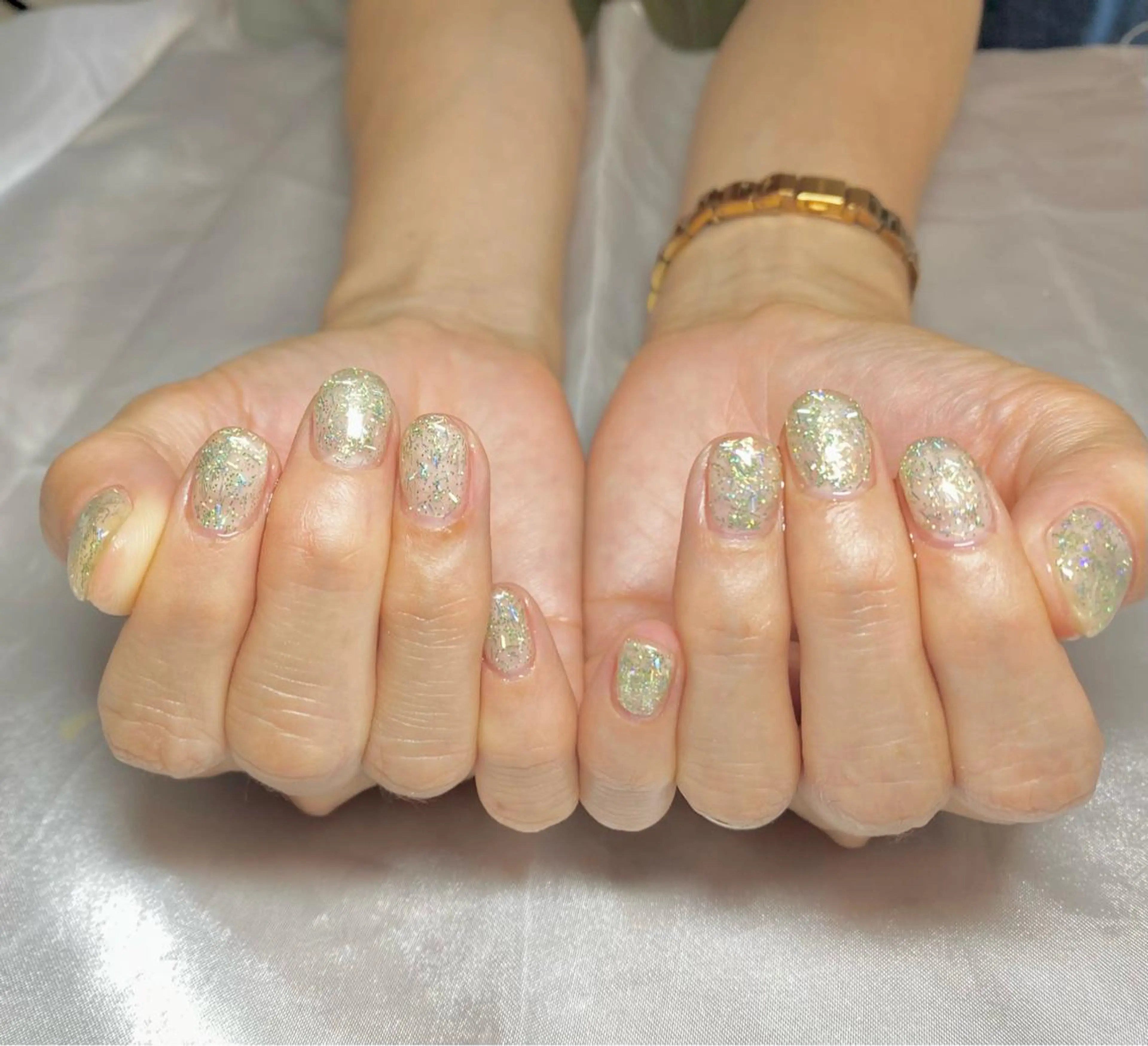 キッズ ネイル グリーン キラキラネイル 韓国ネイル ワンカラーネイル ショートネイル ハンドネイル おうちネイルサロン RINAのその他イメージ