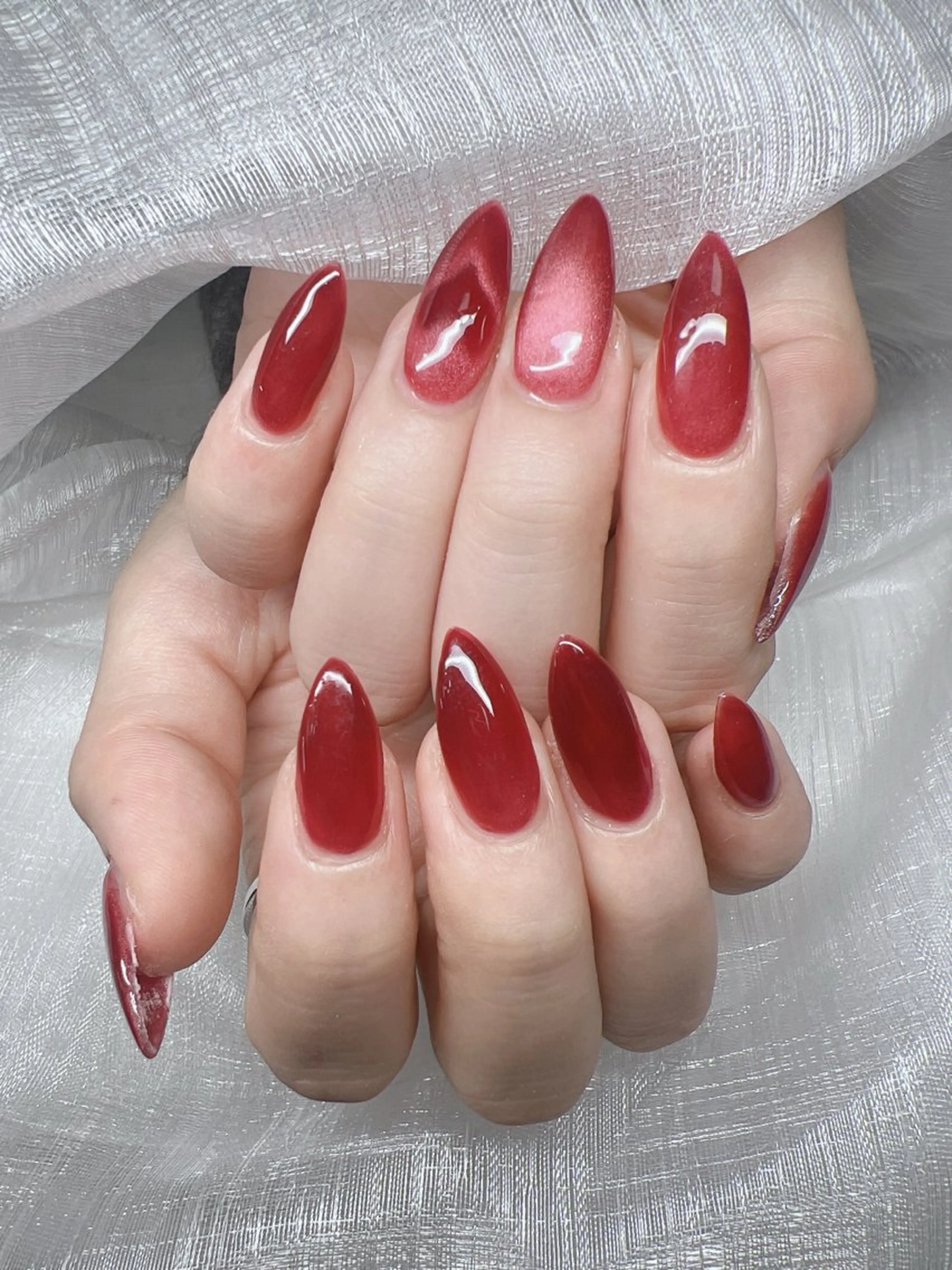 ネイル 長さ出し グラデーション キラキラネイル マグネットネイル ニュアンスネイル ハンドネイル Lee Nails チップ長さだし専門店のネイルデザイン