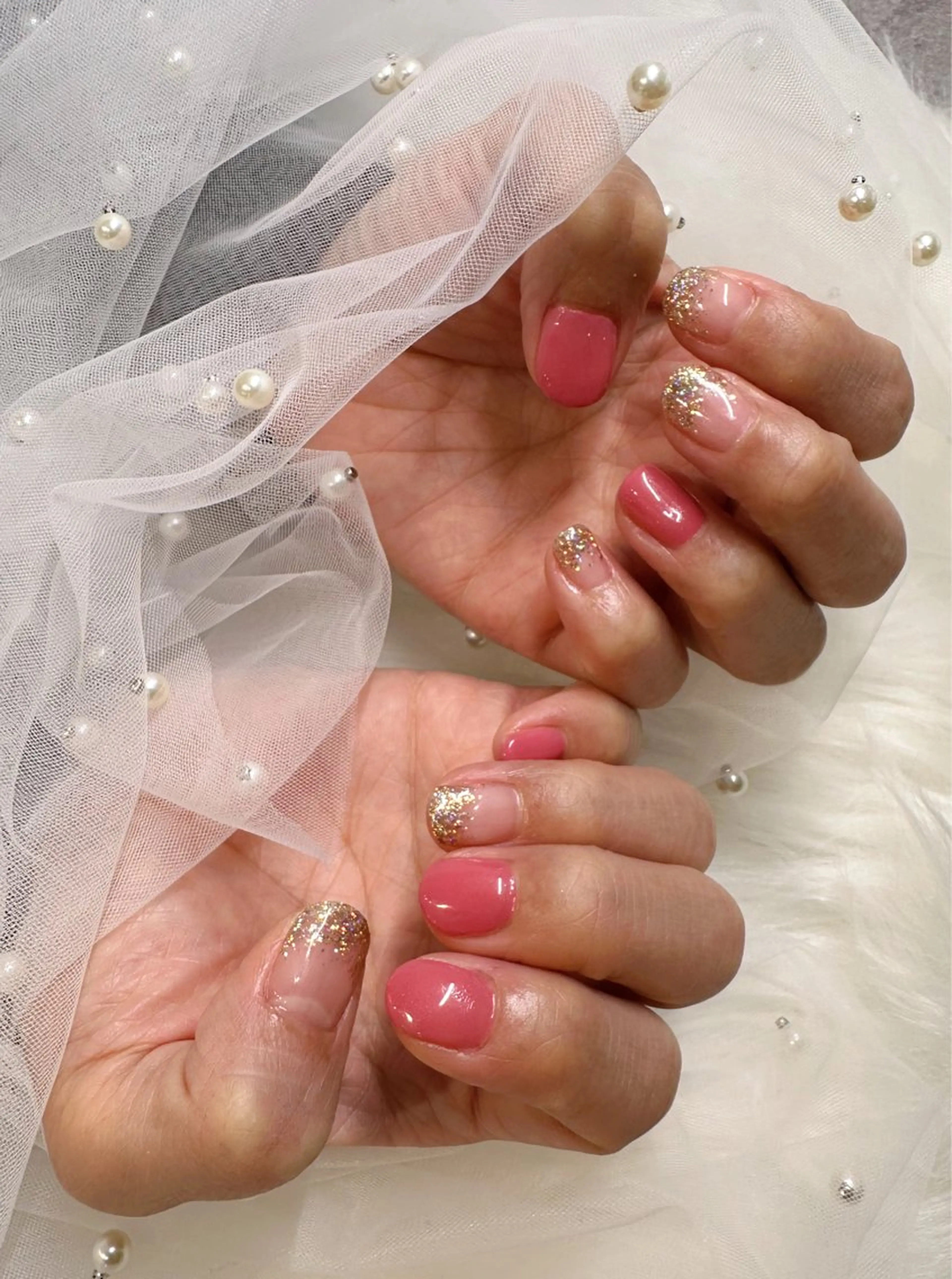 ネイル ラメ(グリッター) ラメグラデーション ピンク 春ネイル cres nail(スクールW内)所属・Sei | cres nailのネイルデザイン