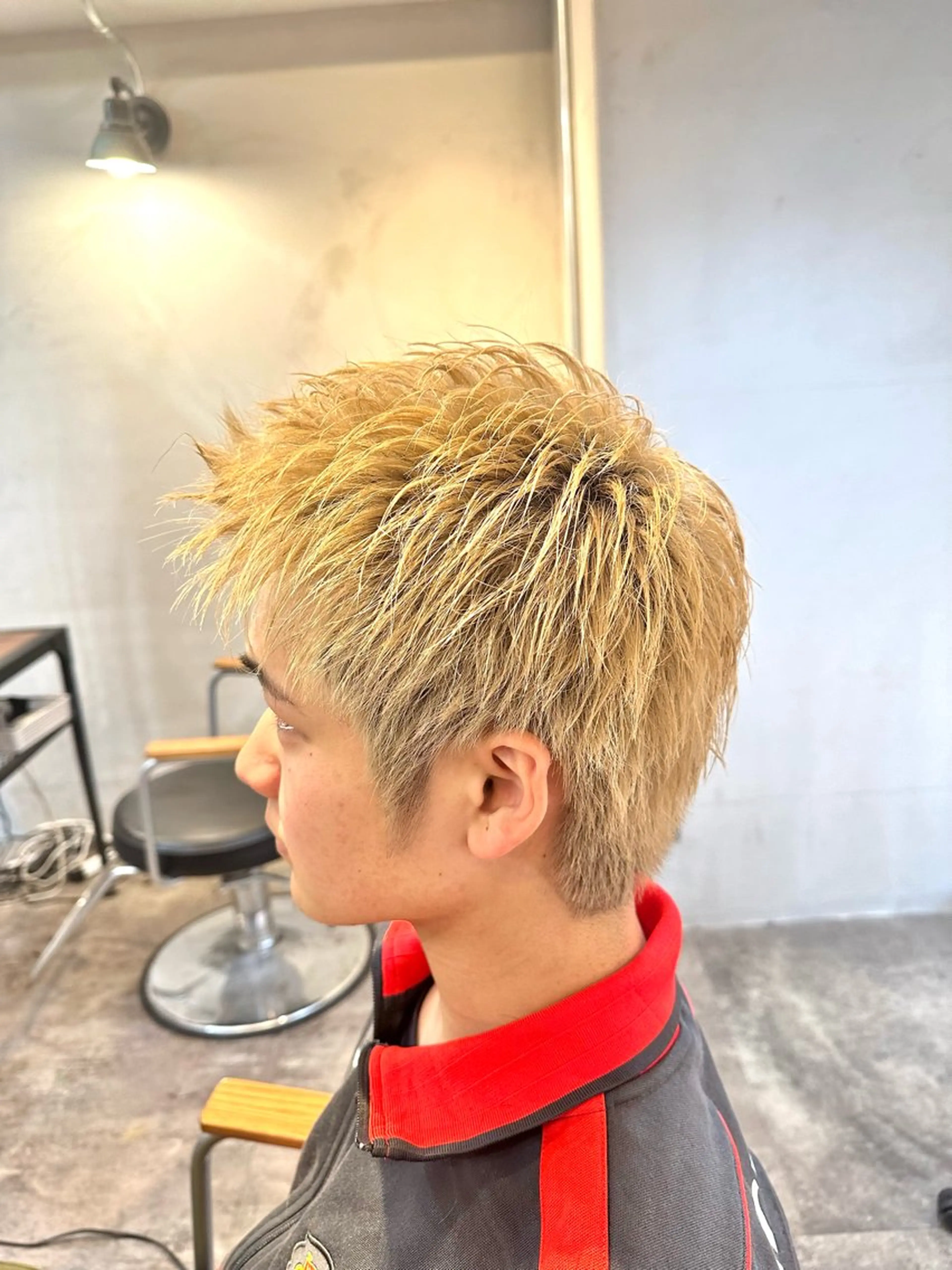 カラー メンズ アップバング メンズハイライト メンズメッシュ メンズパーマ メンズショート 梅田中崎町メンズ 美容師ユースケのヘアスタイル