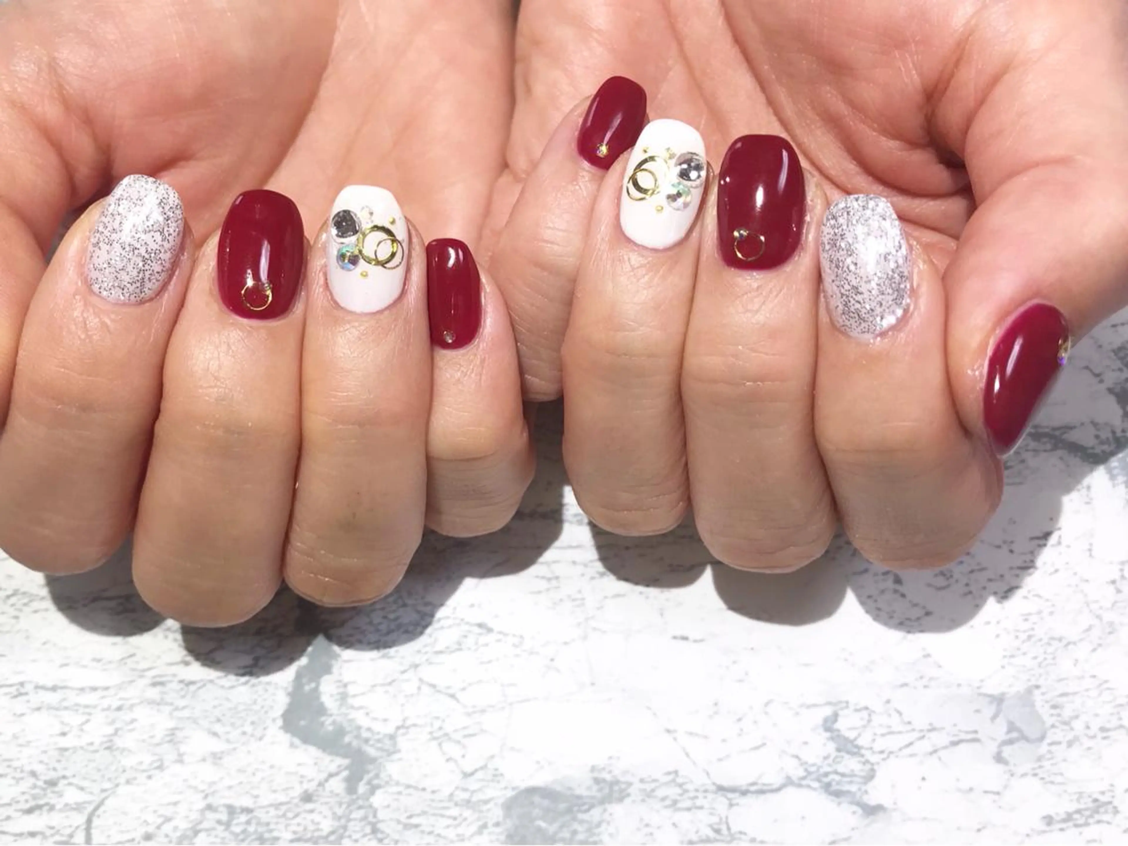 ネイル ボルドー フットネイル ニュアンスネイル シンプルネイル 春ネイル ネイル フフラ所属・nail fufla ♡yamane♡のネイルデザイン