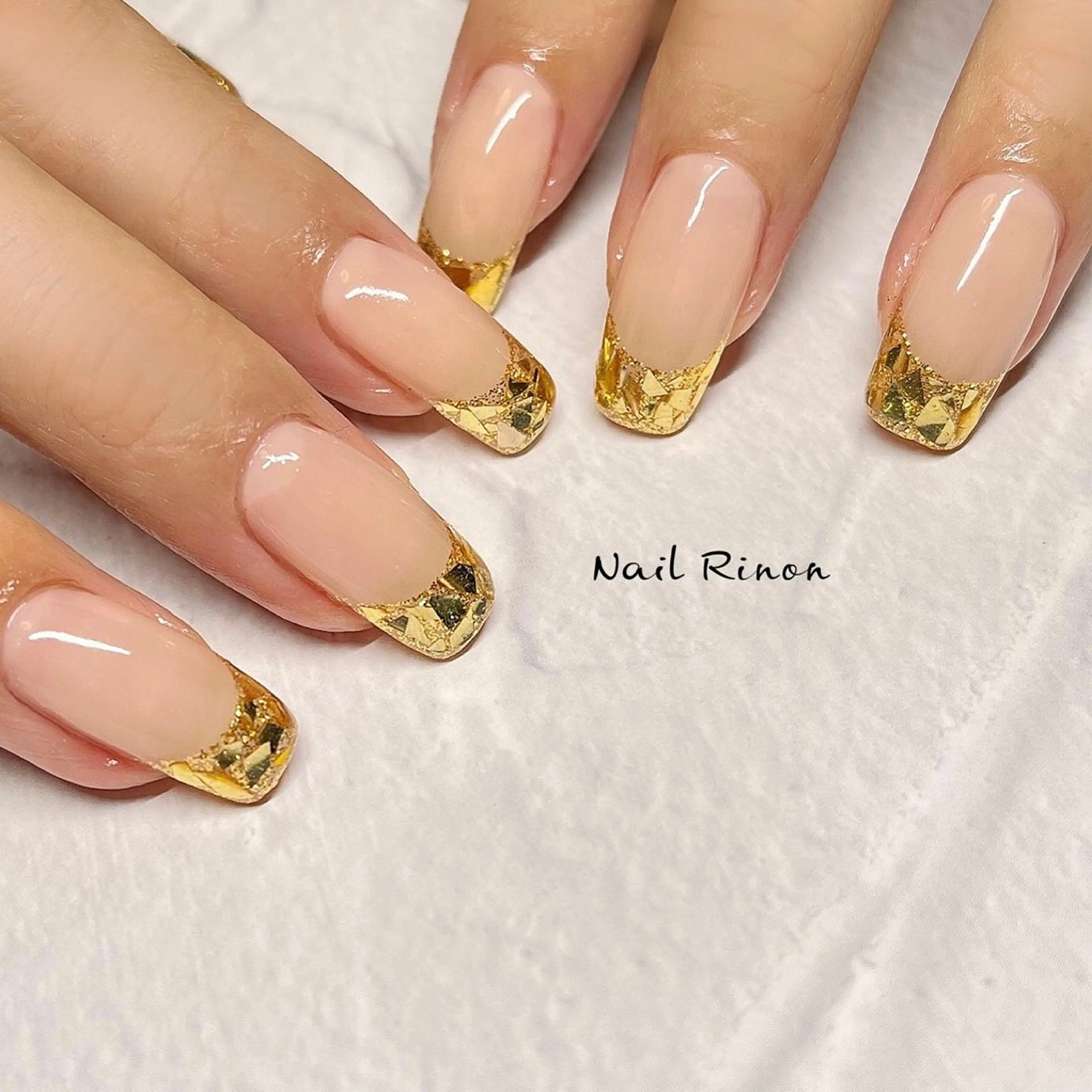 ネイル フレンチネイル ガラスフレンチ ハンドネイル Nail Rinonのネイルデザイン