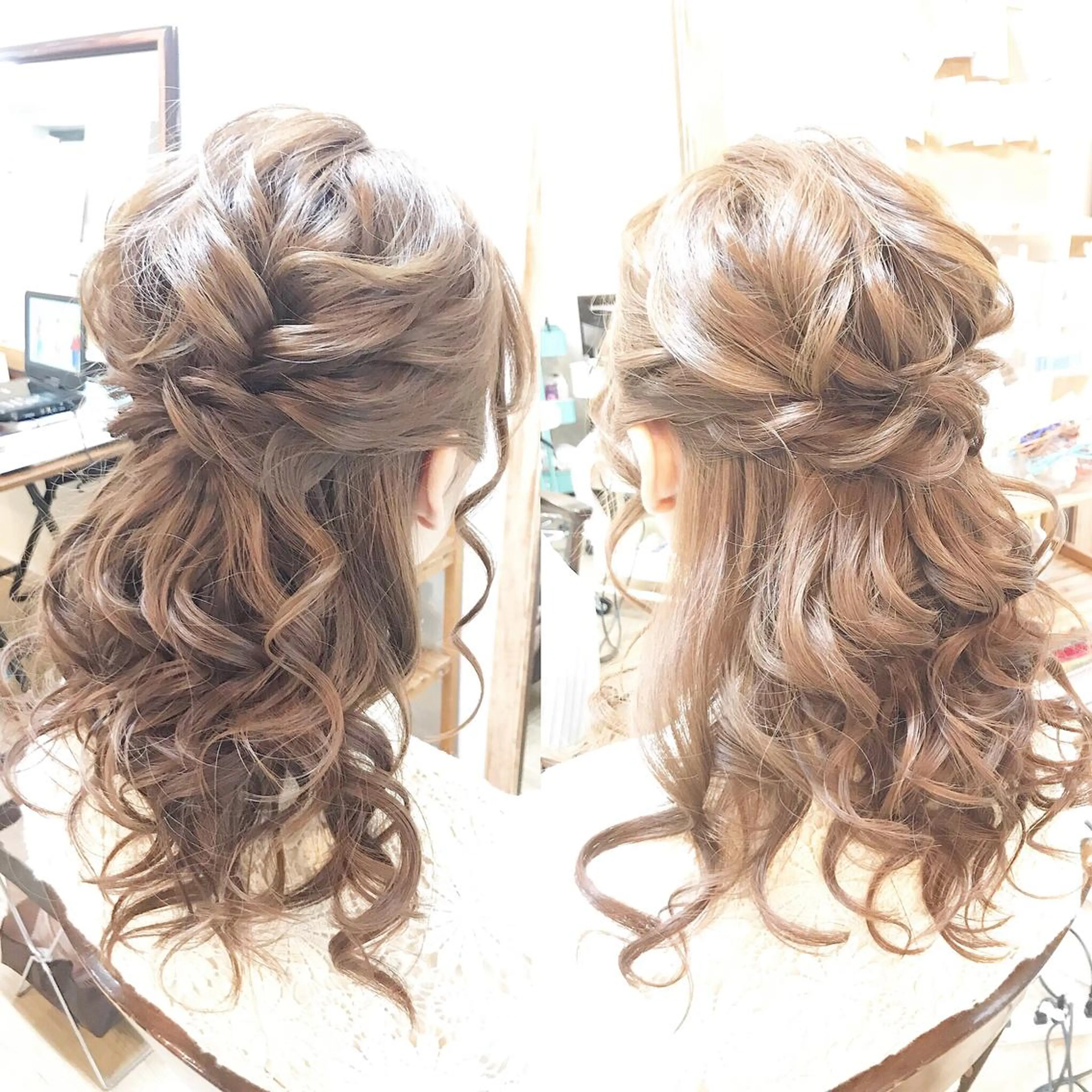 セミロング ヘアアレンジ ハーフアップ 早朝✨ヘアセット/ 着付け/清水玲歌のヘアスタイル