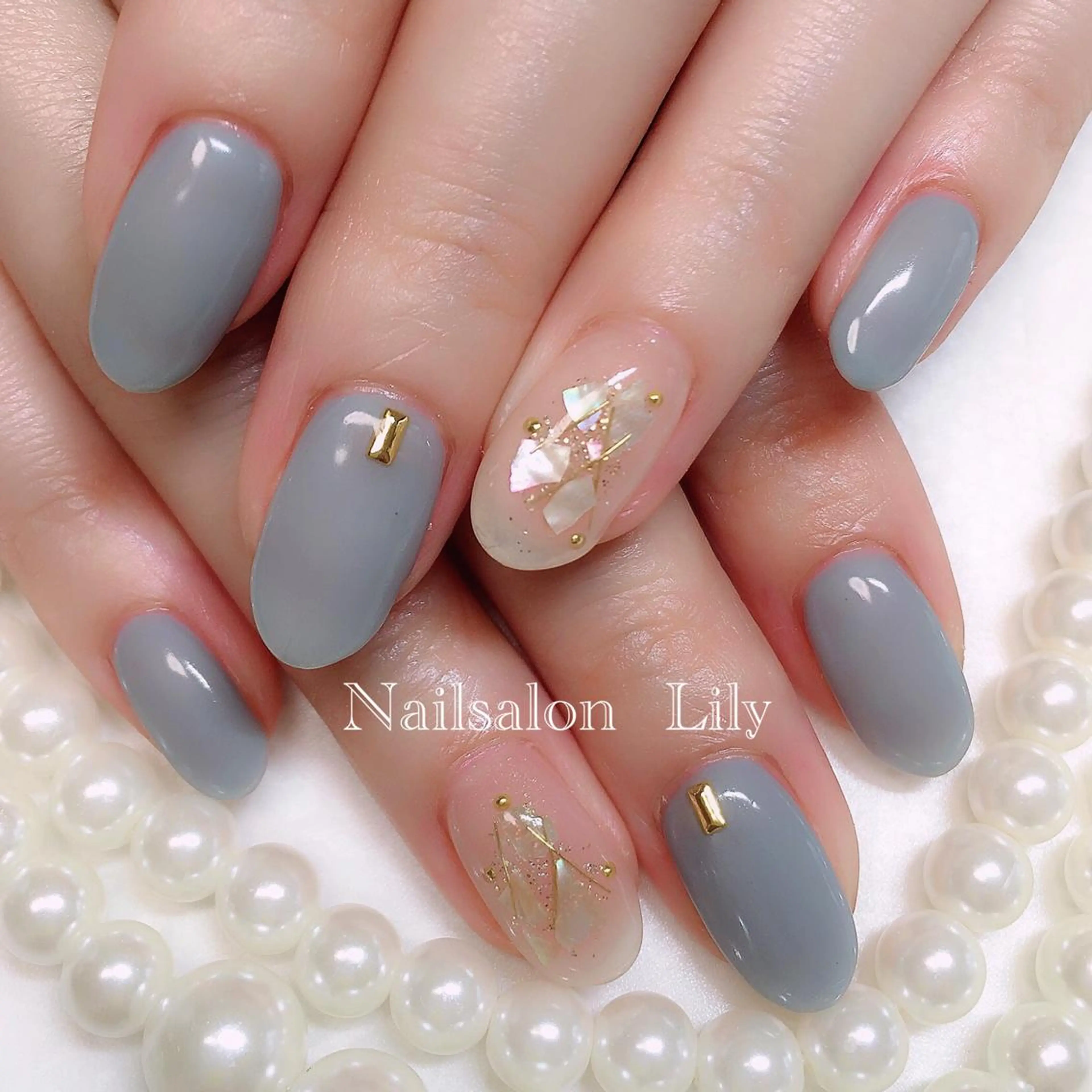 ネイル ブルー クリアネイル Lily*nail 🌻Mii🌻のネイルデザイン