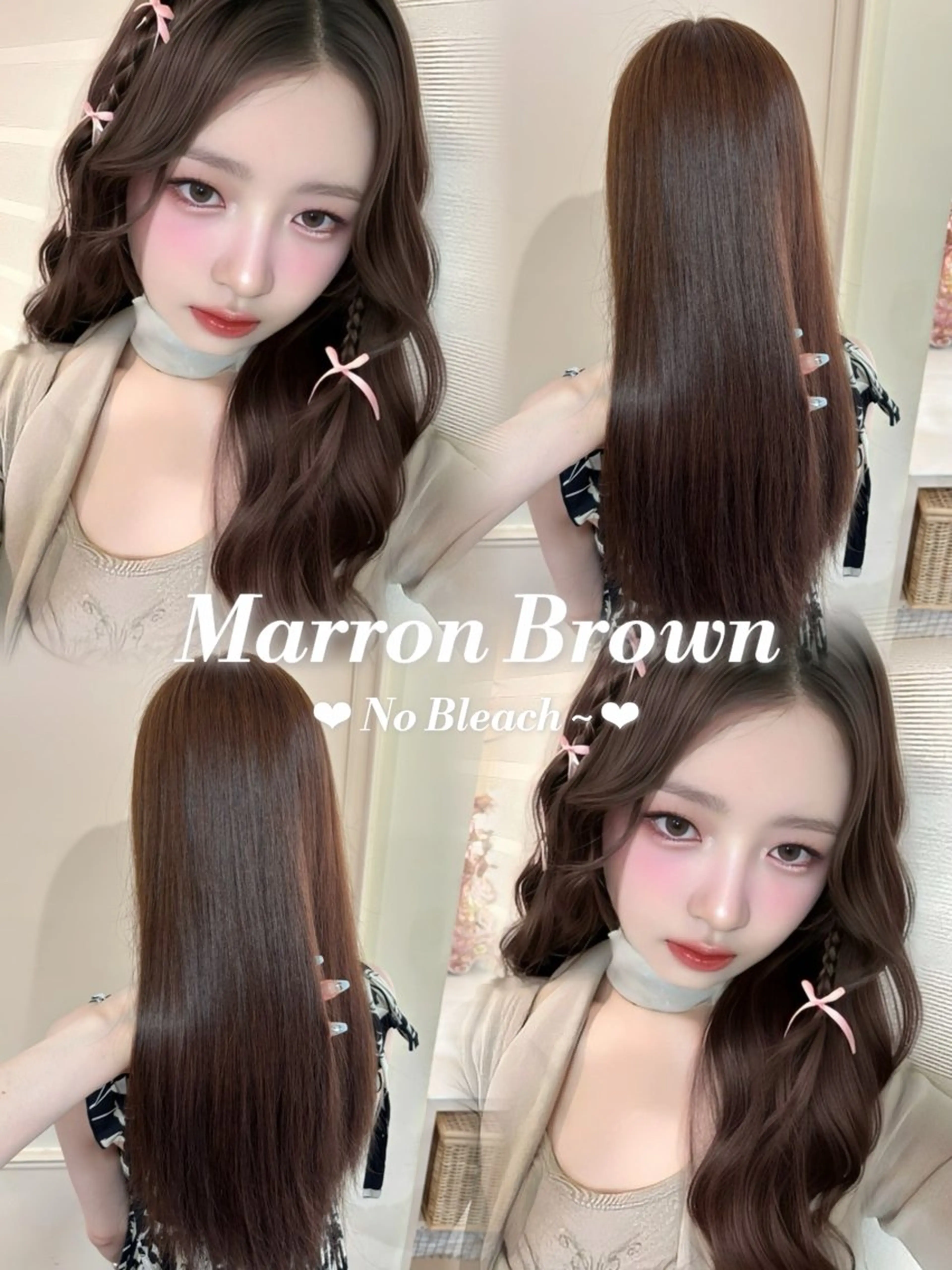 ロング カラー ブリーチ ブラウンカラー 透明感カラー マロンブラウン ブリーチなしカラー ヘアカラー soyon名古屋/ fuka🎀のヘアスタイル