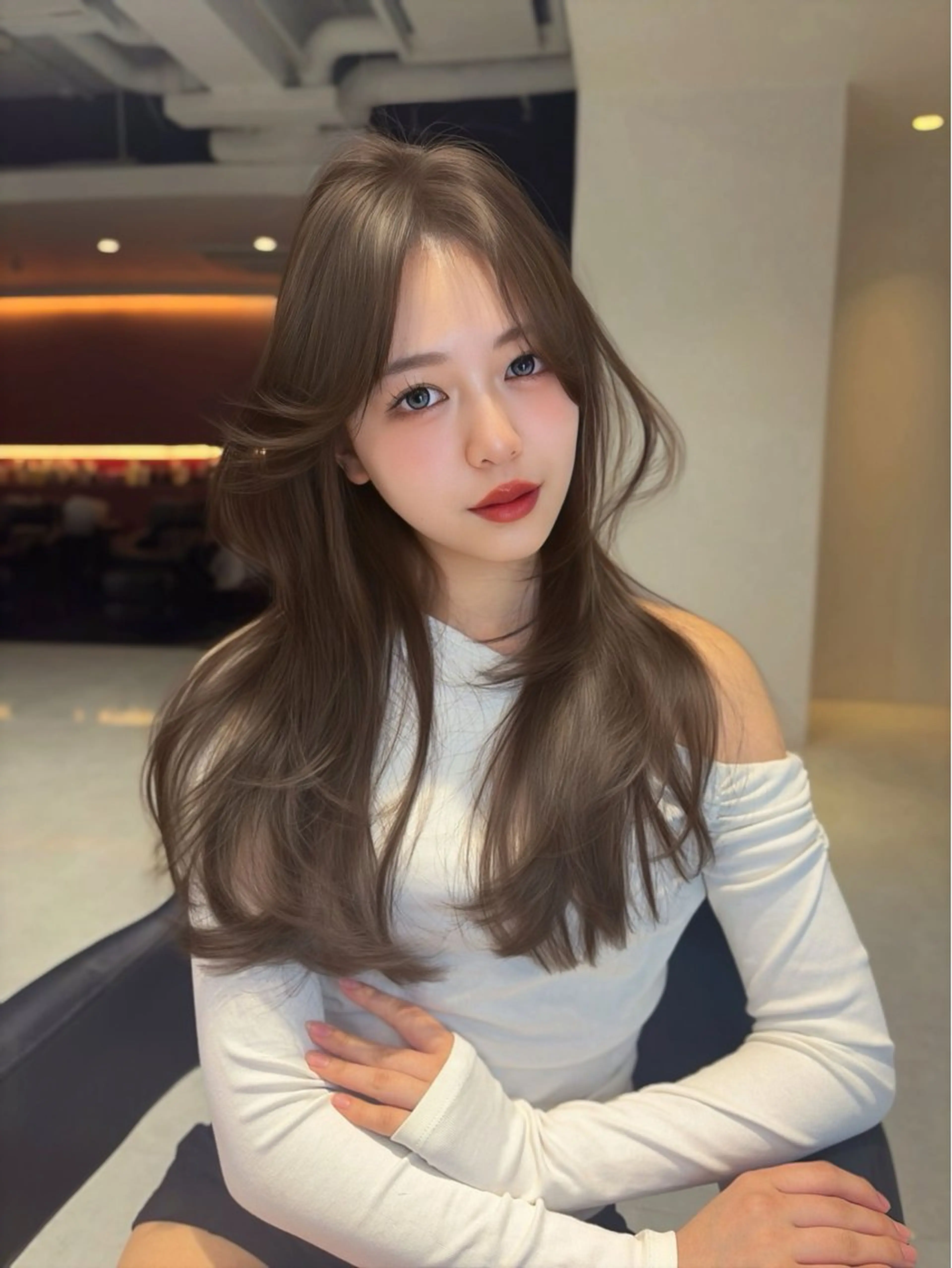 ロング カット ヘアカラー トリートメント 海野翔吾🇨🇳 ワンホンレイヤーのヘアスタイル