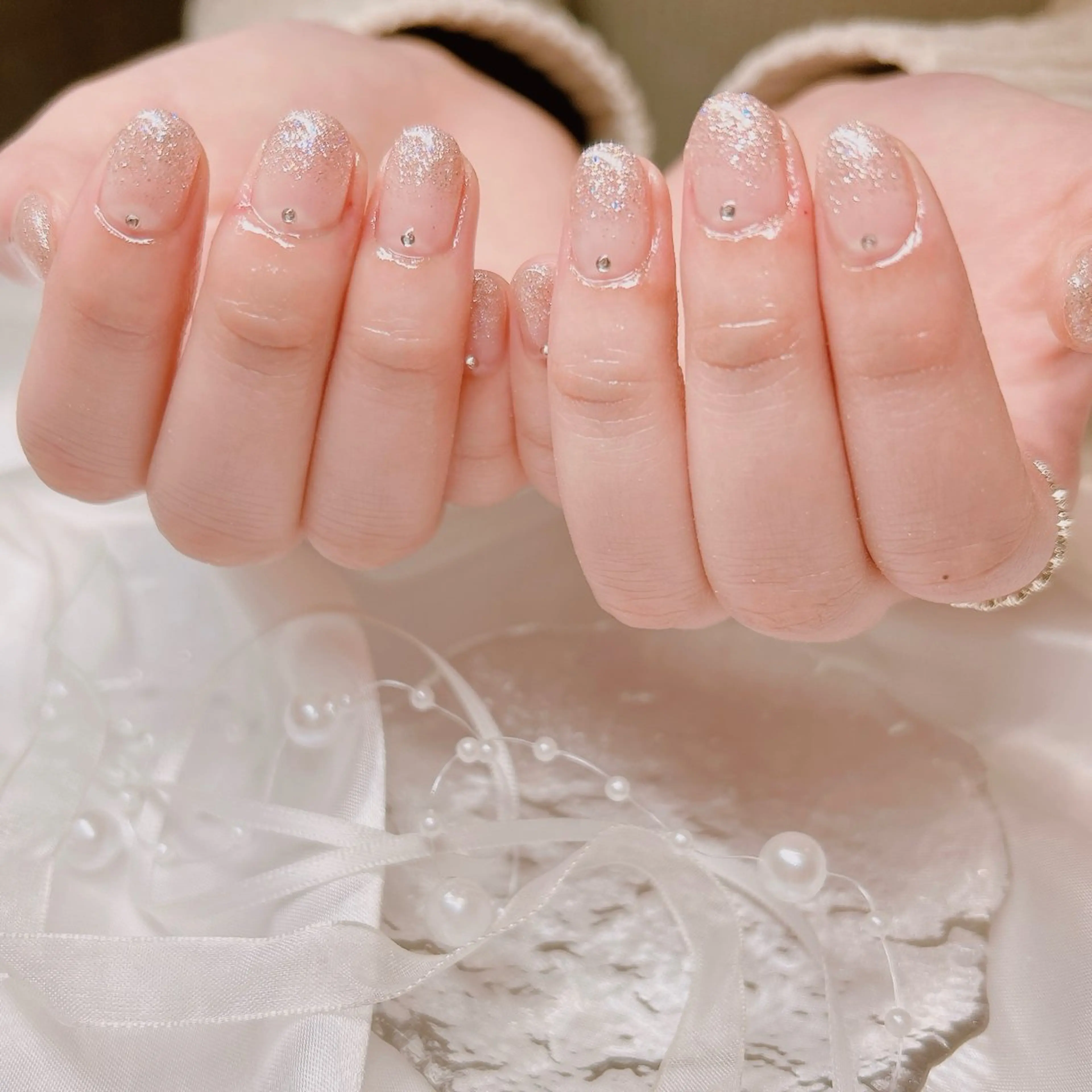 ネイル グラデーション ラメ(グリッター) ラメグラデーション ピンク ピンクベージュ junna 金山.東別院.上前津のネイルデザイン