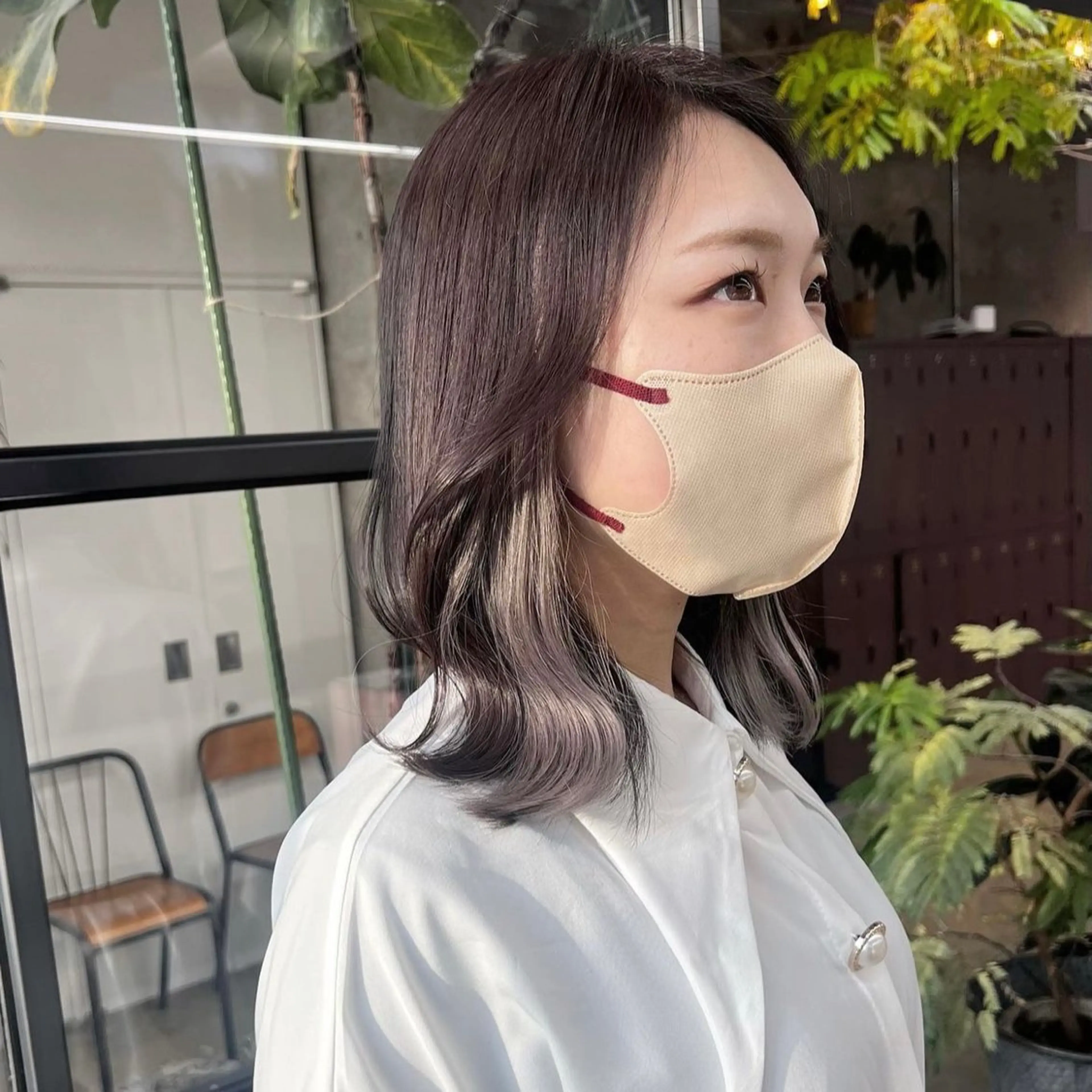 ミディアム カラー インナーカラー ピンクカラー シルバー カット ヘアカラー 韓国ヘア /男女☘️ 細江 美紅のヘアスタイル