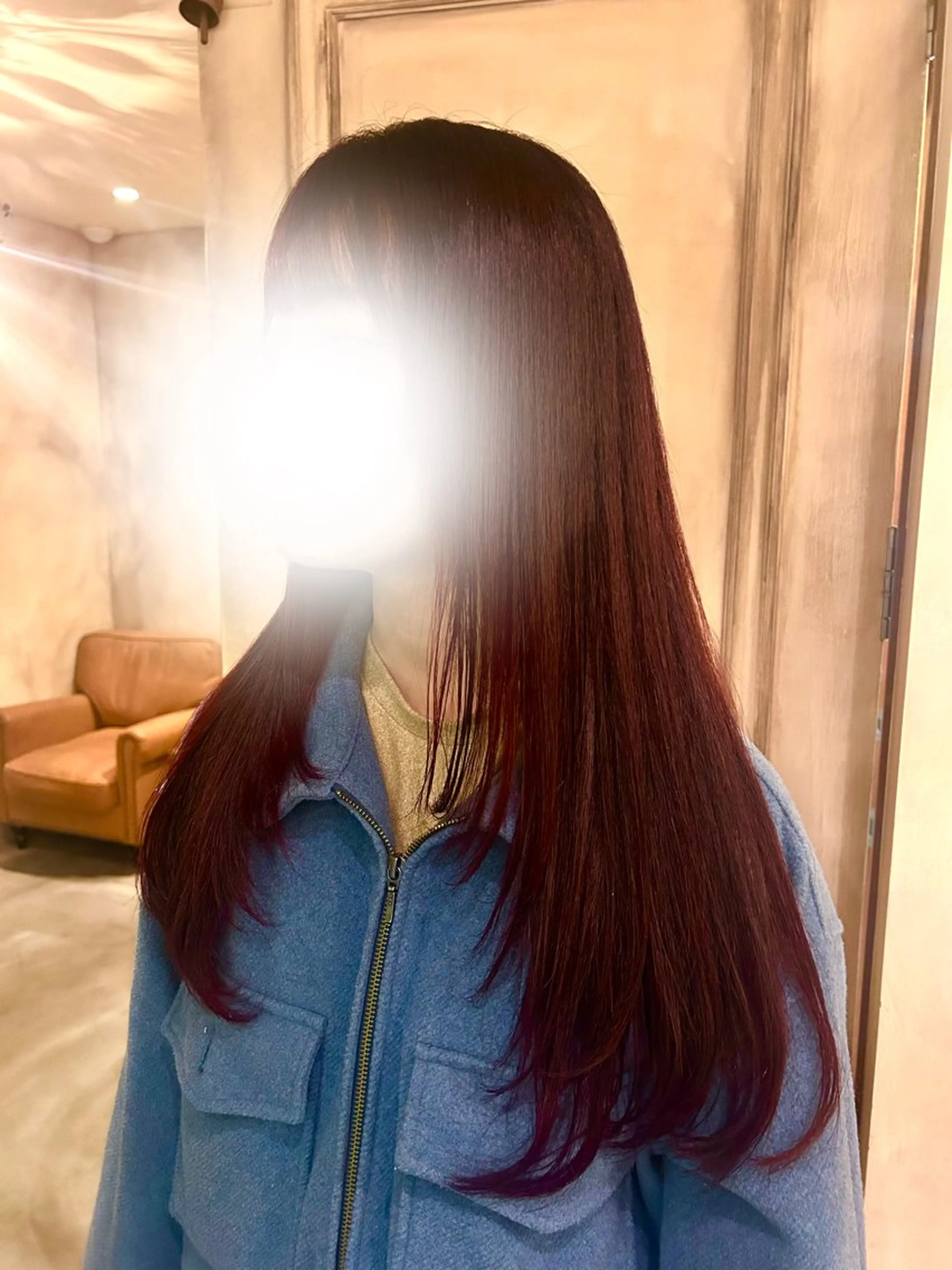 ロング カラー ハイレイヤー レイヤーカット ヘアカラー 濵﨑 理奈のヘアスタイル
