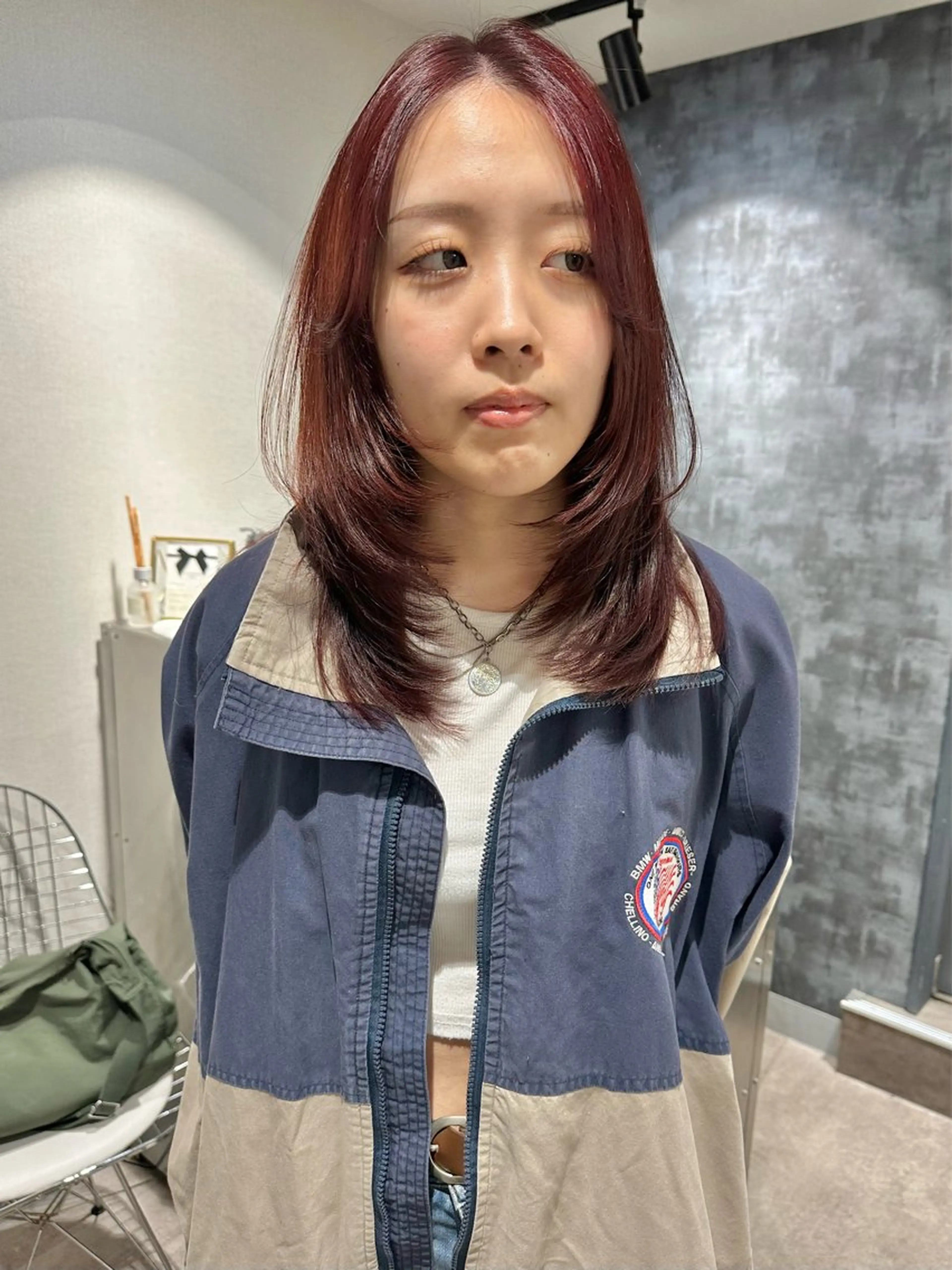 セミロング カラー ボルドーカラー レイヤーカット レイヤーカット🪄 耳ツボ🎀Ayumiのヘアスタイル