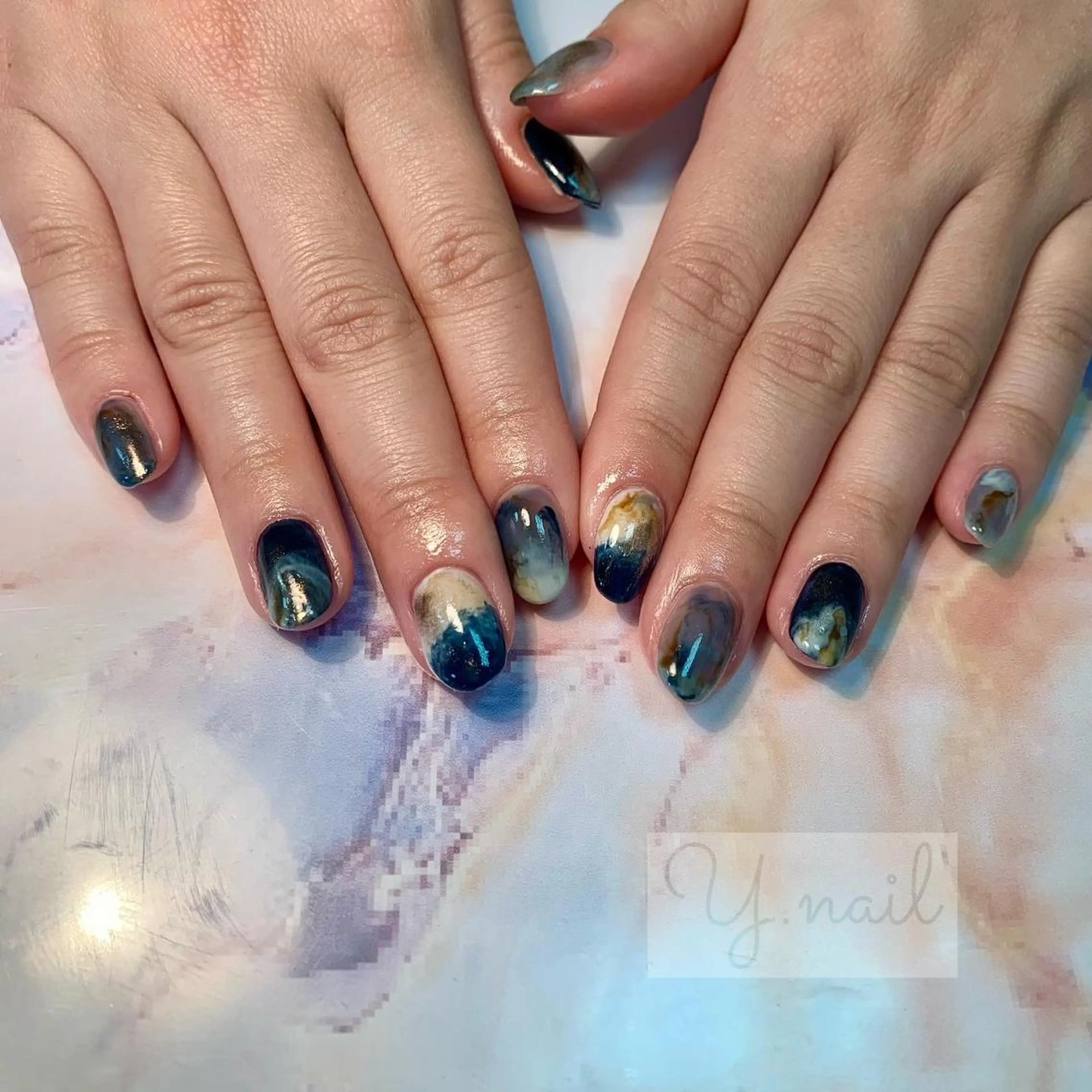 ネイル ブルー ニュアンスネイル Feliz所属・Feliz 楽しいネイルサロンのネイルデザイン