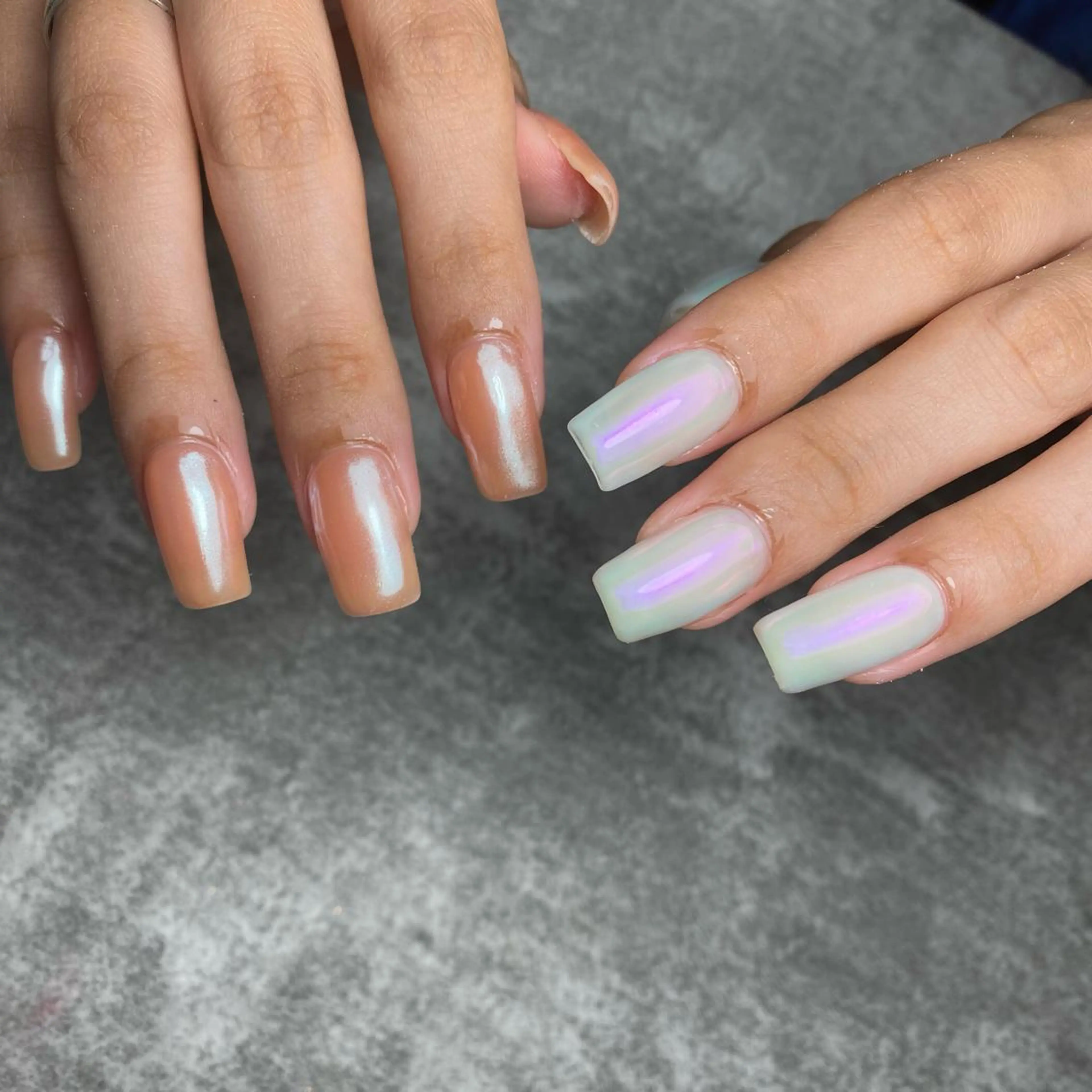 ネイル オーロラネイル キラキラネイル ラメ(グリッター) ワンカラーネイル スクエアネイル ハンドネイル yuki nail...のネイルデザイン