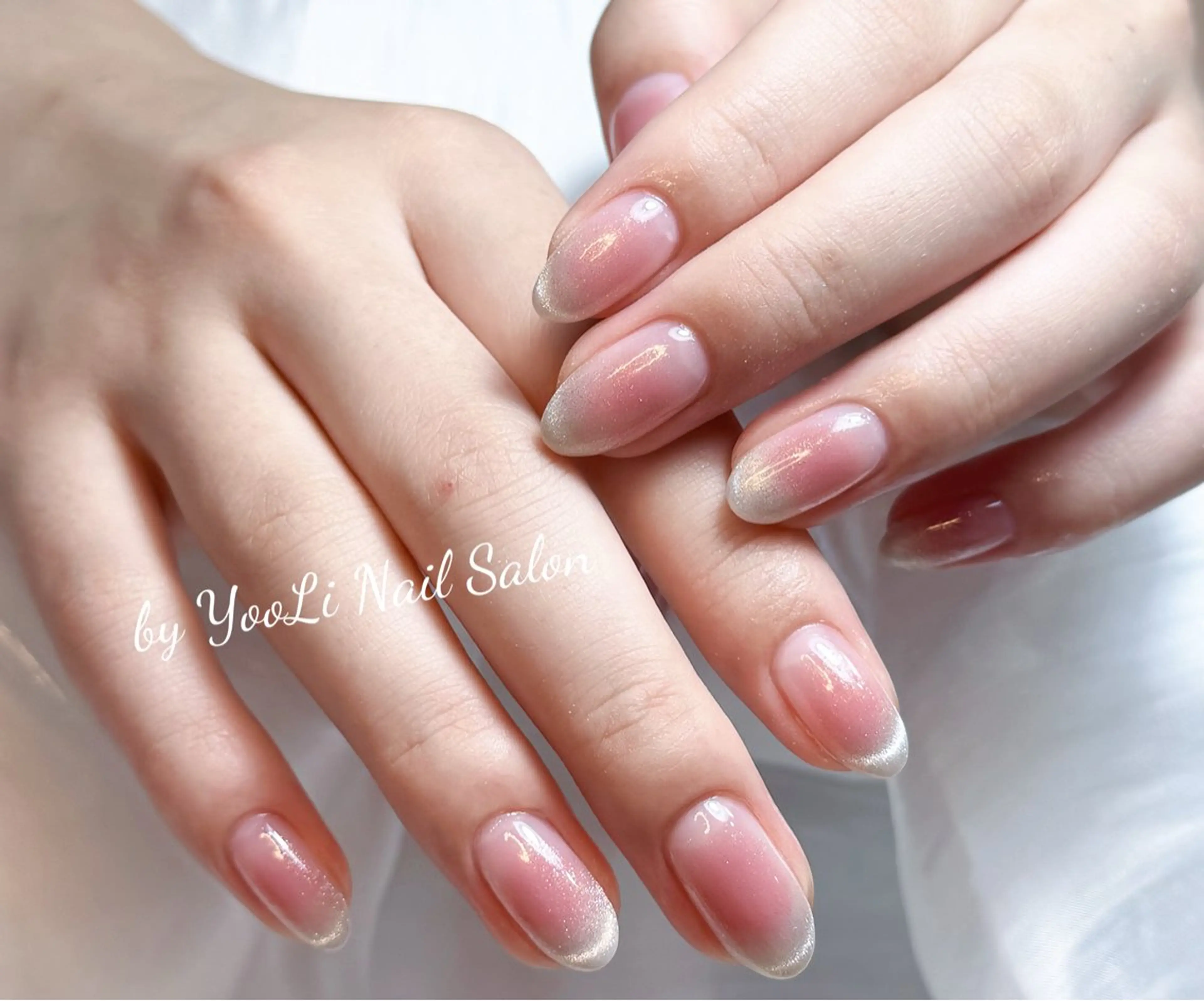 ネイル アートネイル オーロラネイル チークネイル フレンチネイル ガラスフレンチ ハンドネイル 🎀🎀YooLi Nail Salonのネイルデザイン