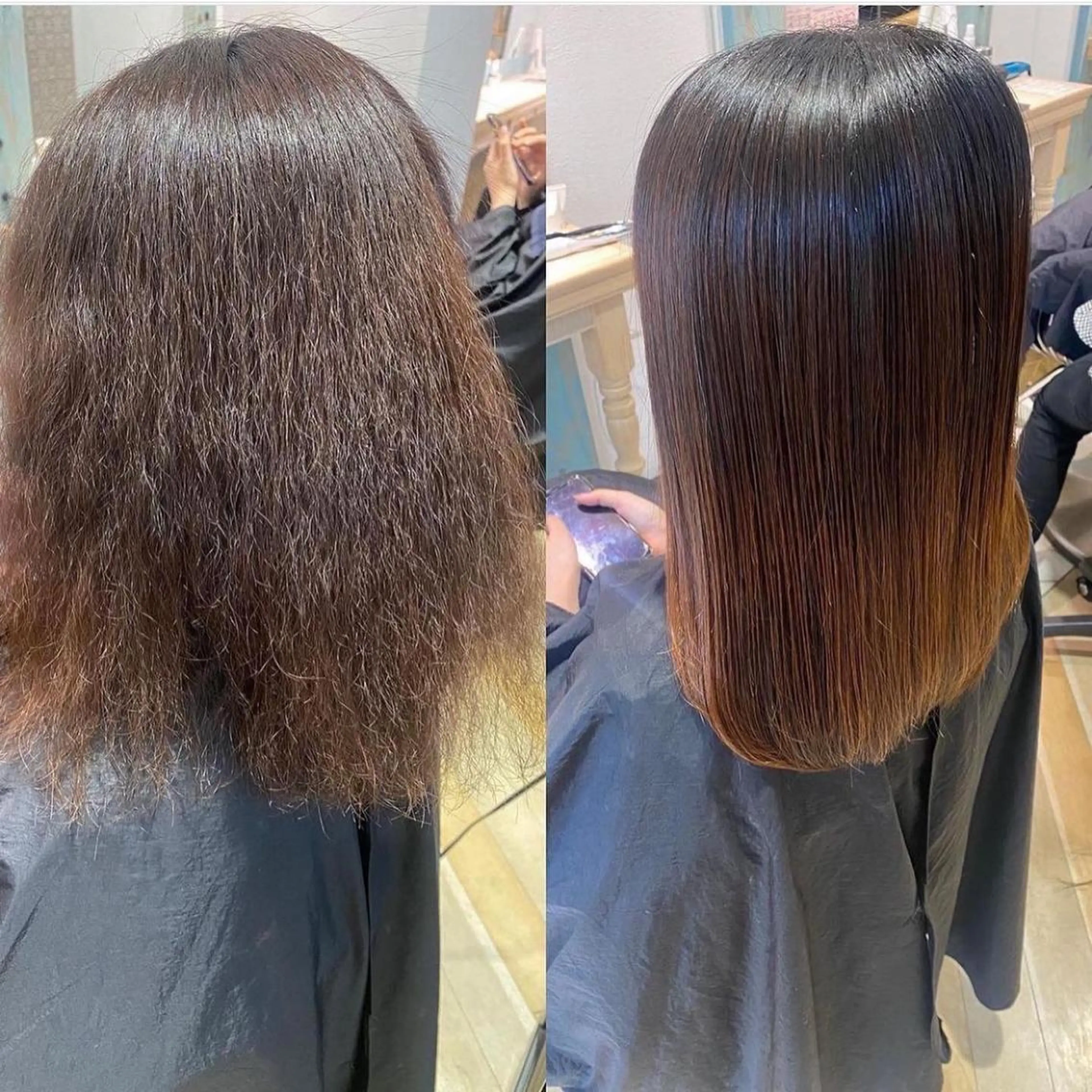 ミディアム カット 縮毛矯正 トリートメント 髪質改善　縮毛の達人 矢井由真のヘアスタイル