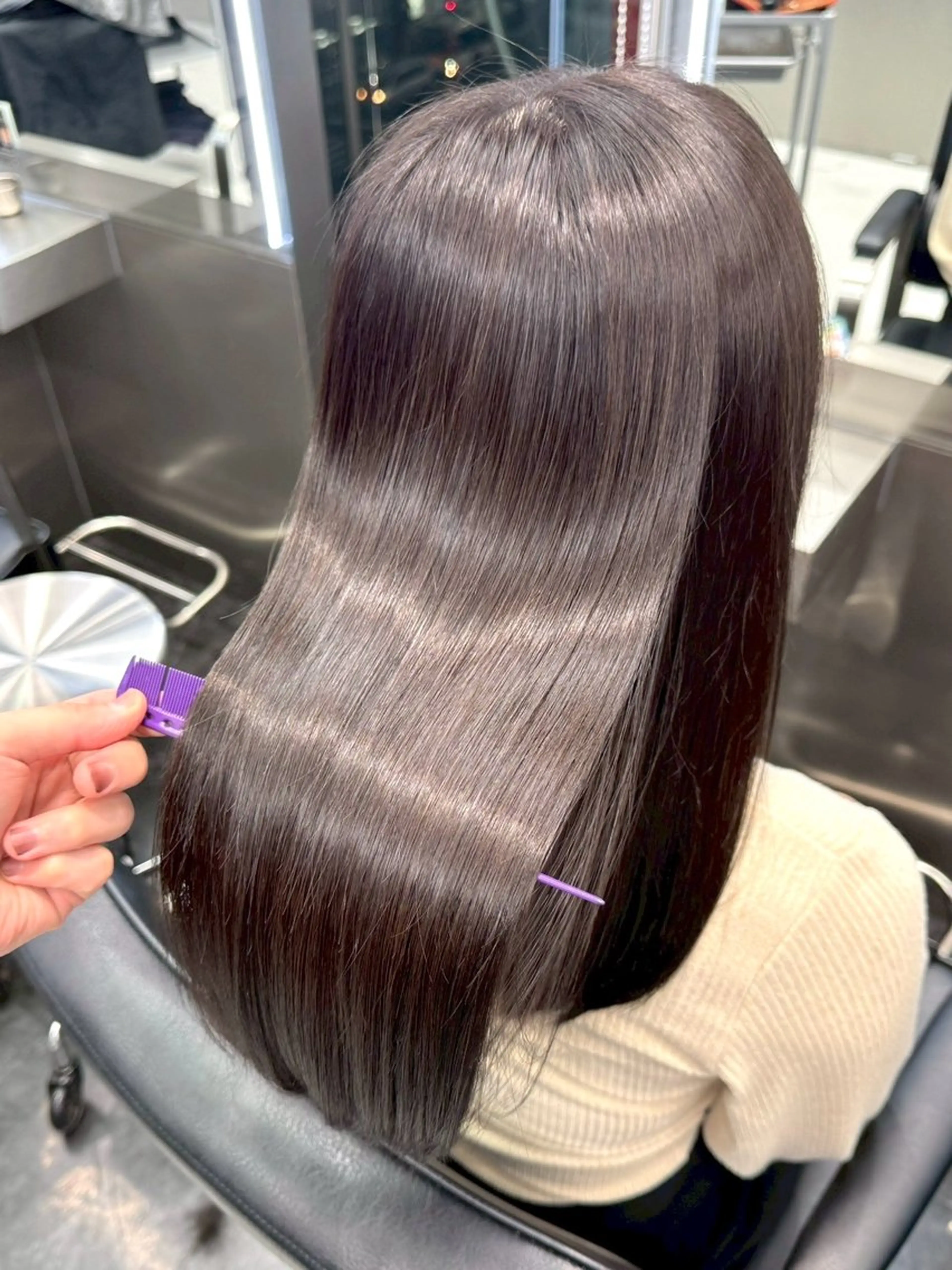 ロング カラー パーマ 【うねり/広がり/ 縮毛矯正】💟まなみのヘアスタイル