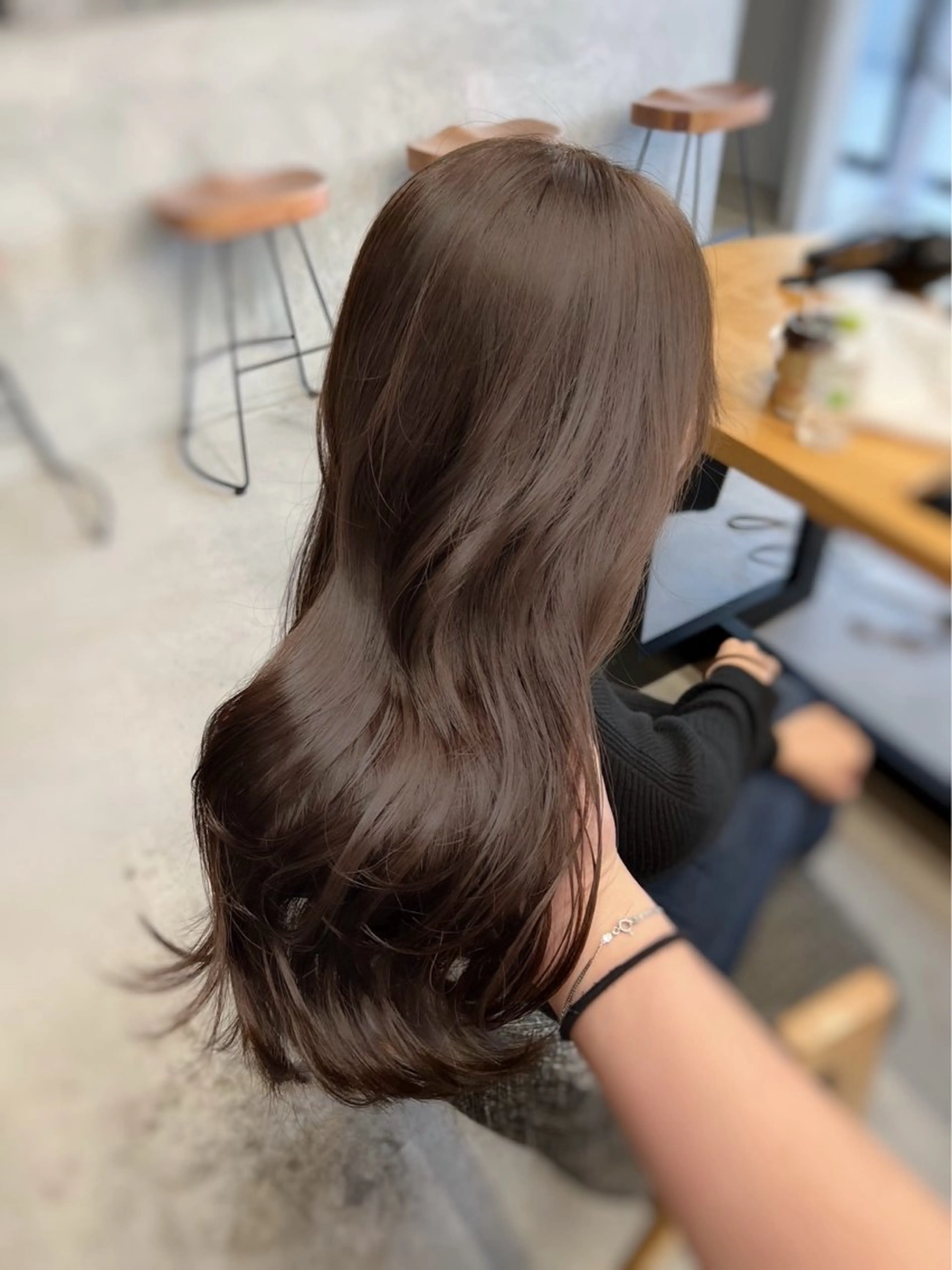 セミロング カラー ブラウンカラー モカブラウン カット ヘアカラー トリートメント レイヤー/ハッシュ 渋谷/サッタのヘアスタイル