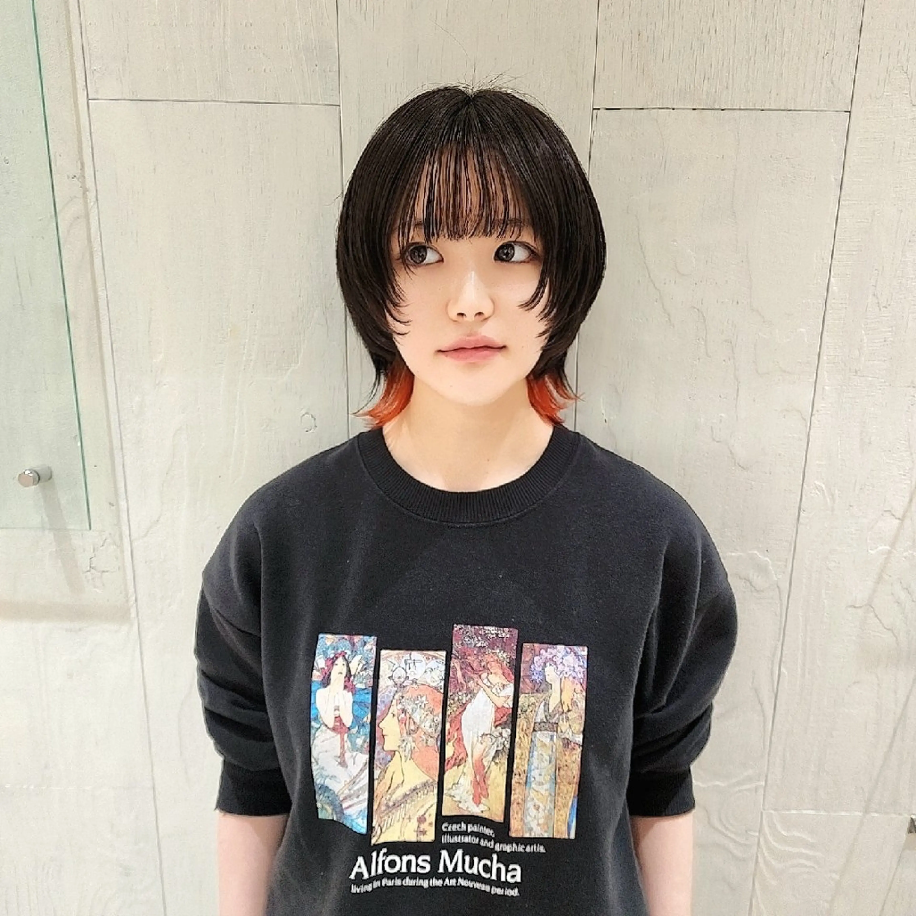 ショート カラー オレンジ ショートヘア ウルフカット ヘアカラー トリートメント レイヤーカット/ ウルフカット/大橋 のヘアスタイル