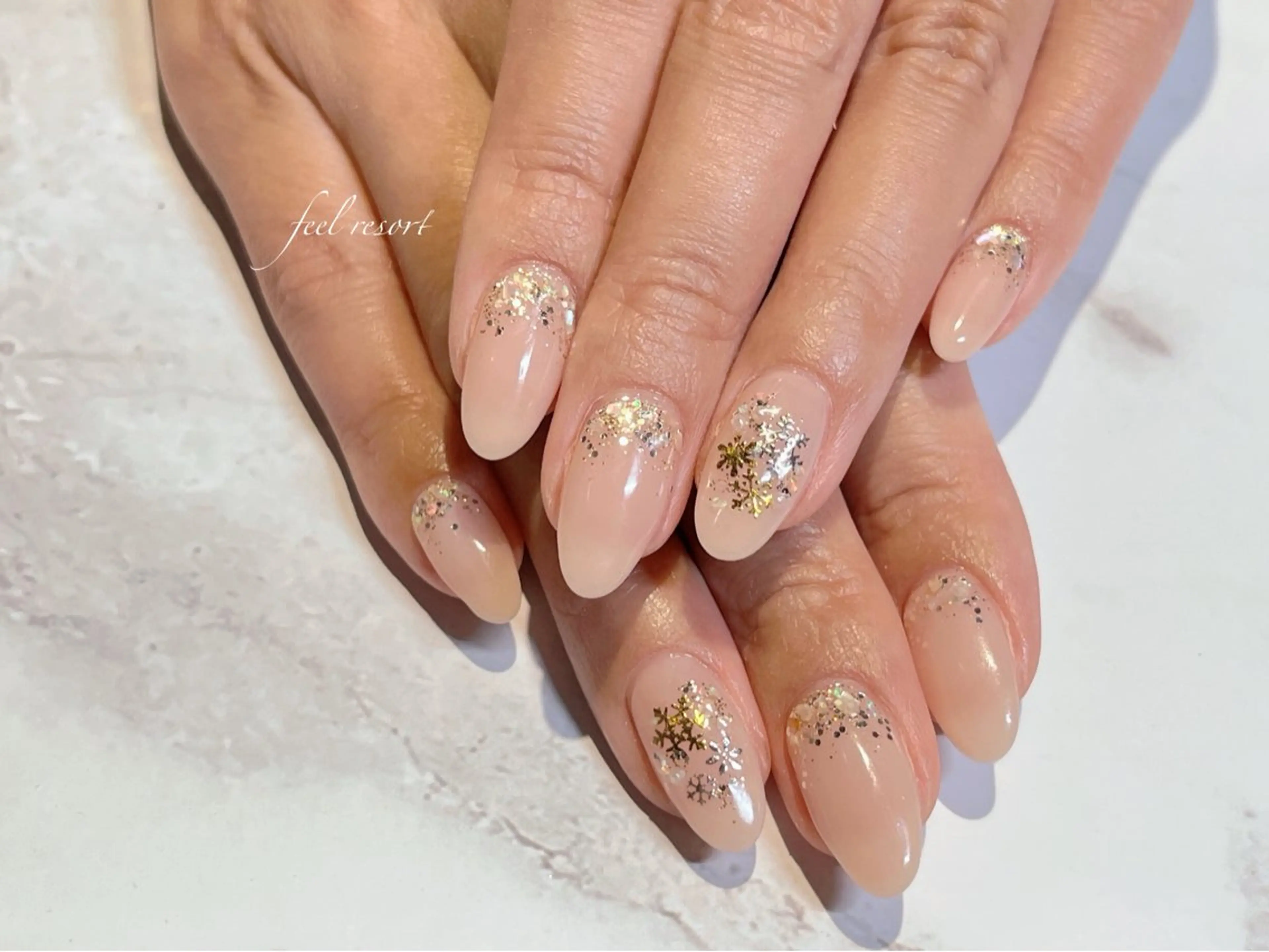 ネイル 長さ出し フットネイル フレンチネイル ジェルネイル ガラスフレンチ ハンドネイル Lien(リアン) 銀座駅6分のネイルデザイン