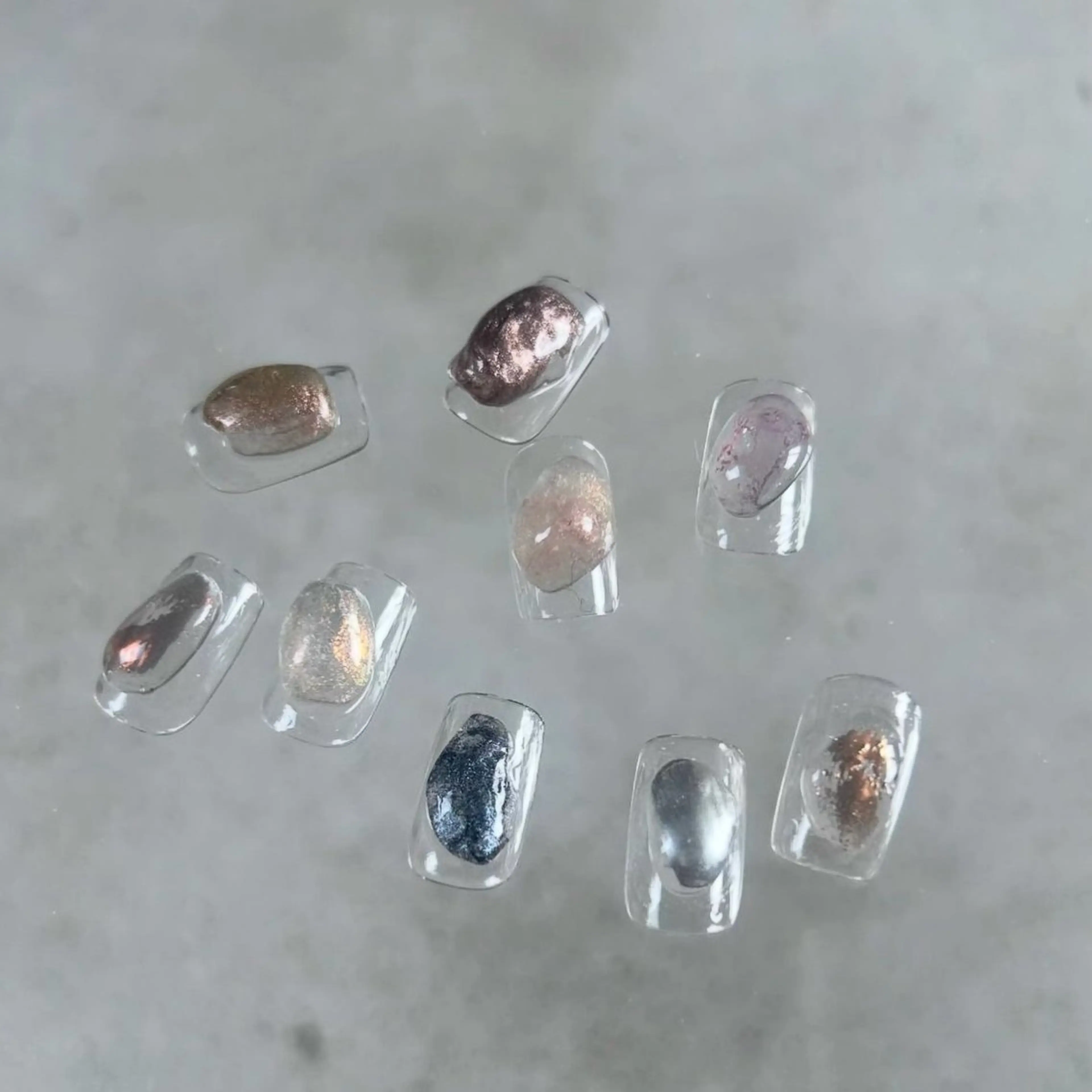 ネイル カジュアル クリアネイル ミラーネイル ニュアンスネイル オフィスネイル lylynail YUUKAのネイルデザイン