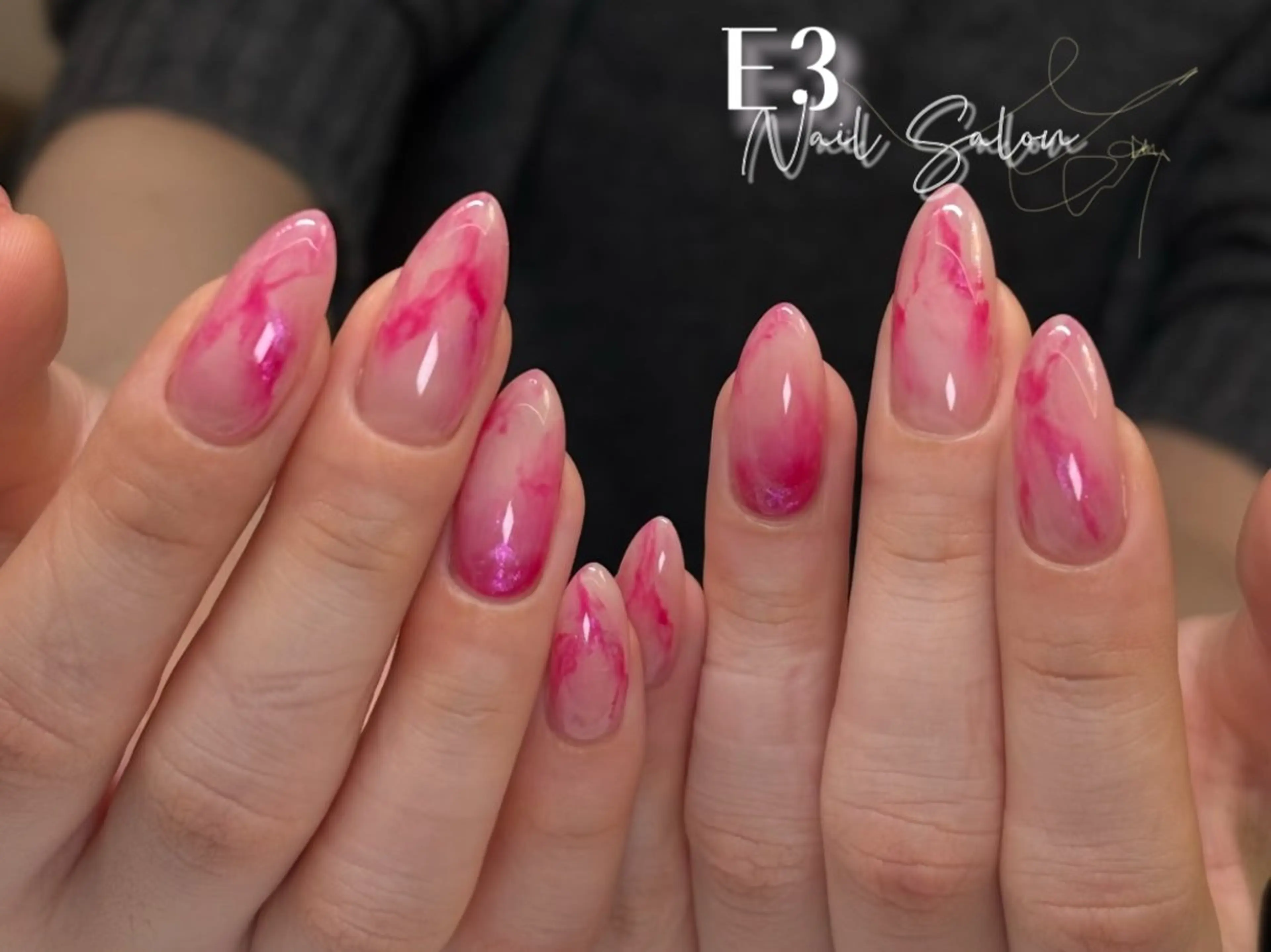 ネイル 桜ネイル フレンチネイル ジェルネイル ガラスフレンチ グラデーション ハンドネイル E3 Nail Salonのネイルデザイン