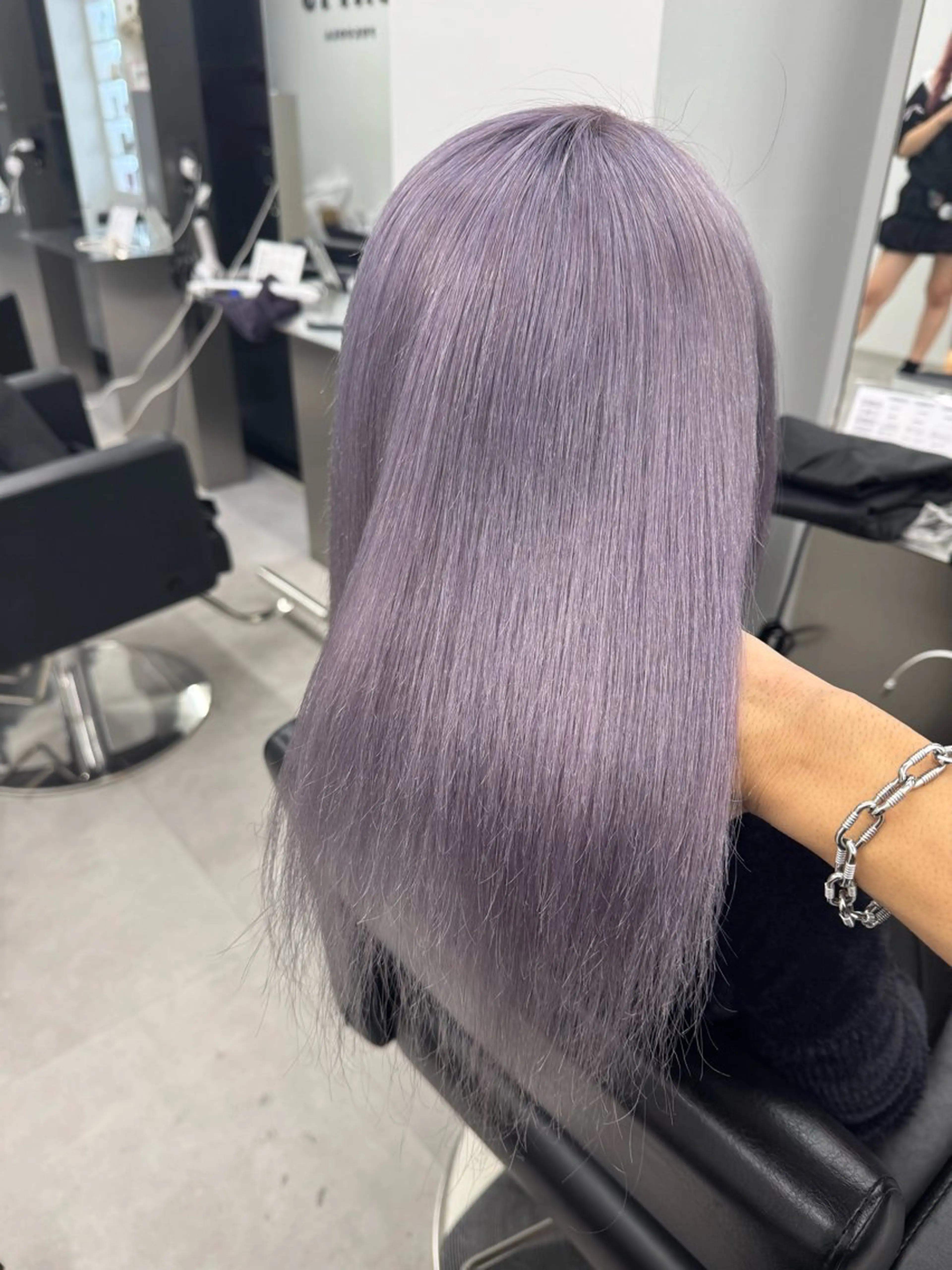 ロング カラー ブリーチ パープルカラー カット ヘアカラー ハイトーン/エクステ /韓国ヘアKENTAのヘアスタイル