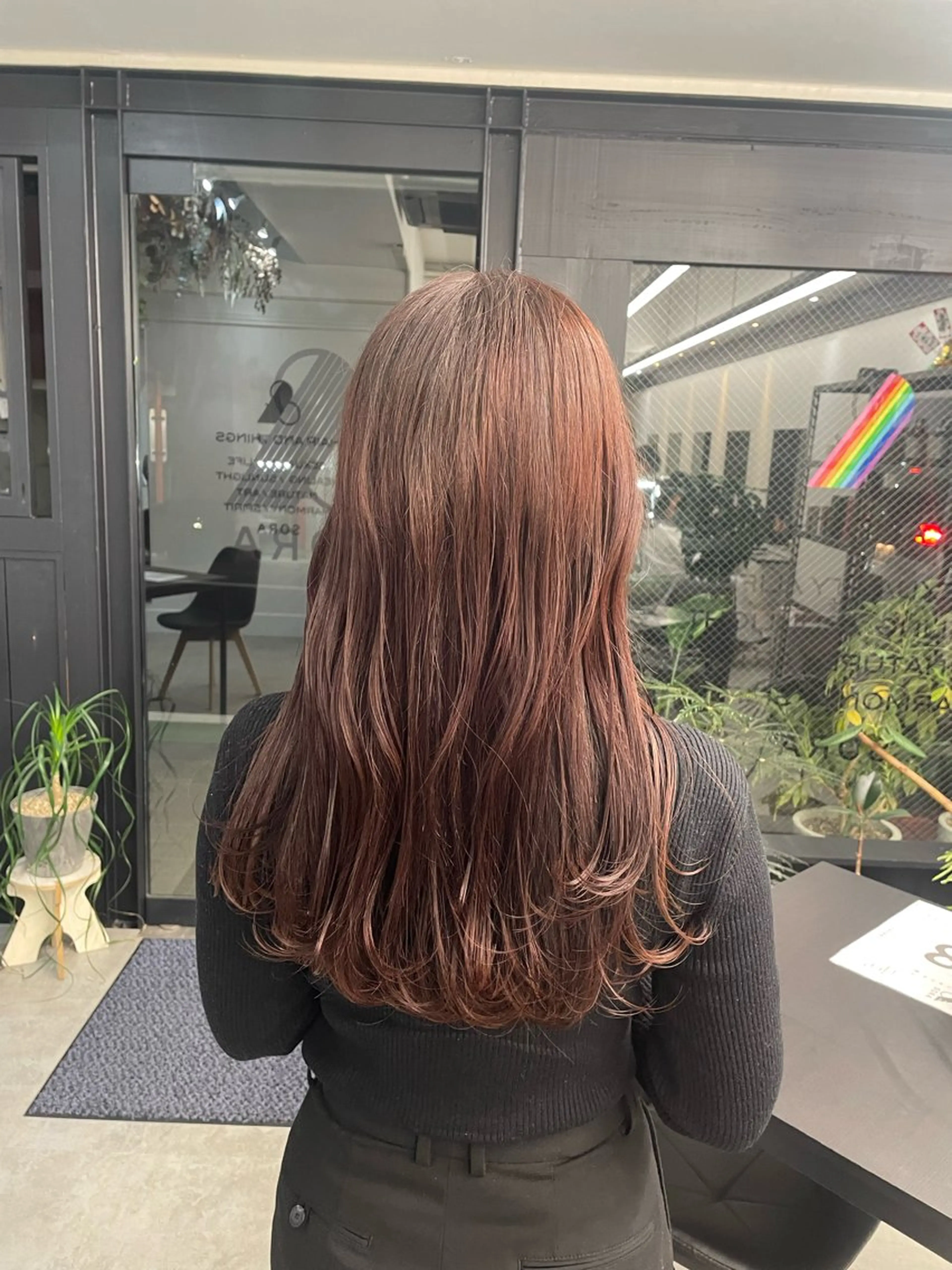 セミロング カラー ブリーチ ブラウンカラー ブリーチなしカラー ピンクカラー ピンクブラウン 川上拓真 ✂︎学芸大学のヘアスタイル