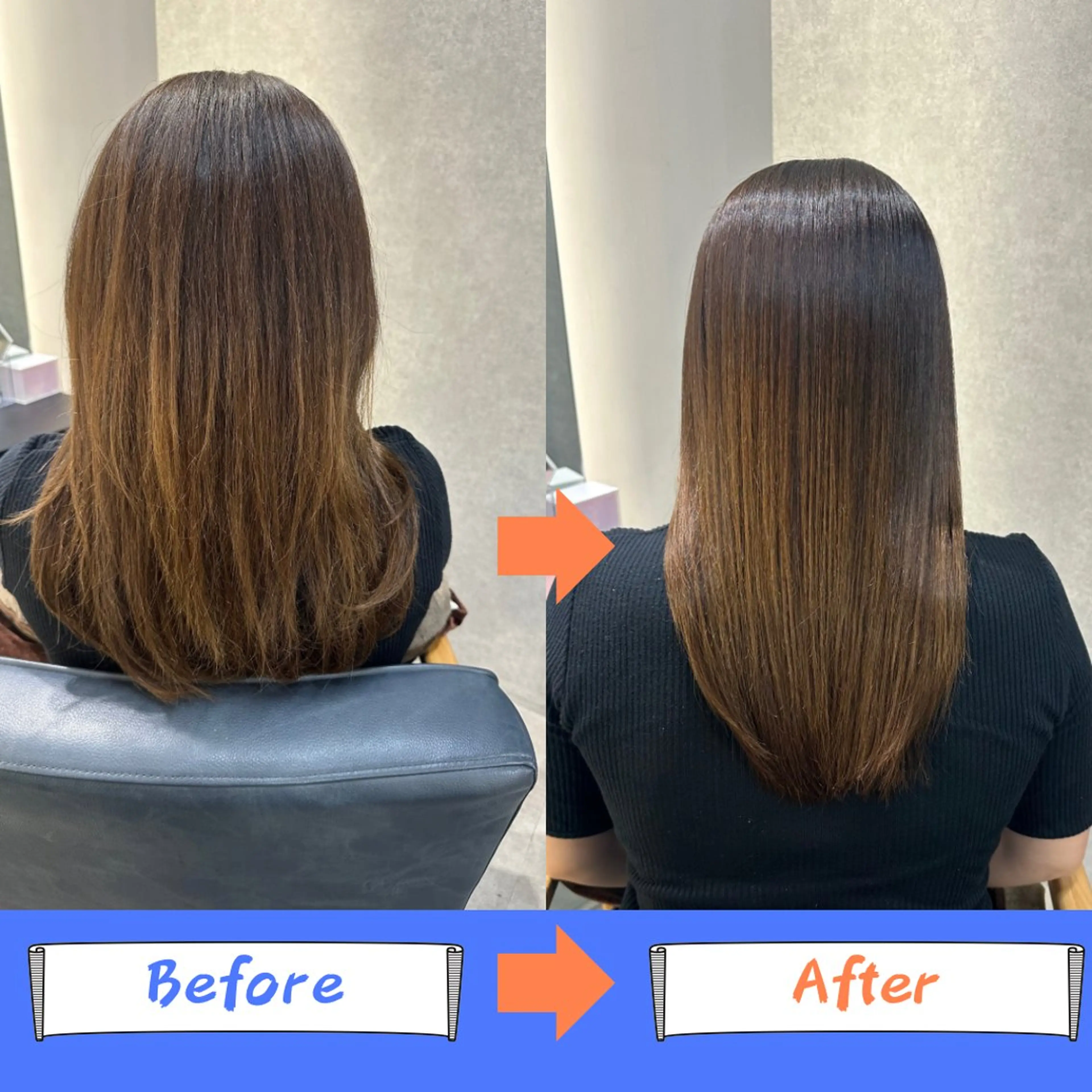 セミロング 縮毛矯正 💎ReFaで作る 髪質改善💎のヘアスタイル