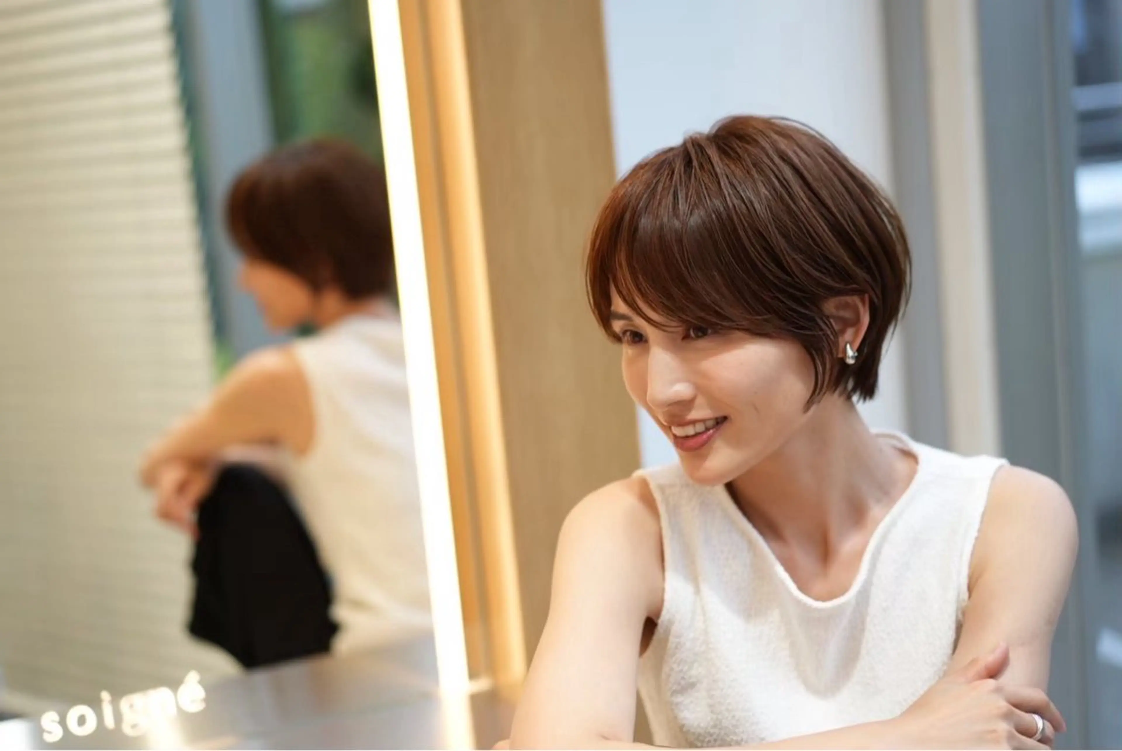 ショート 透明感カラー/伊藤 陸/soigneのヘアスタイル