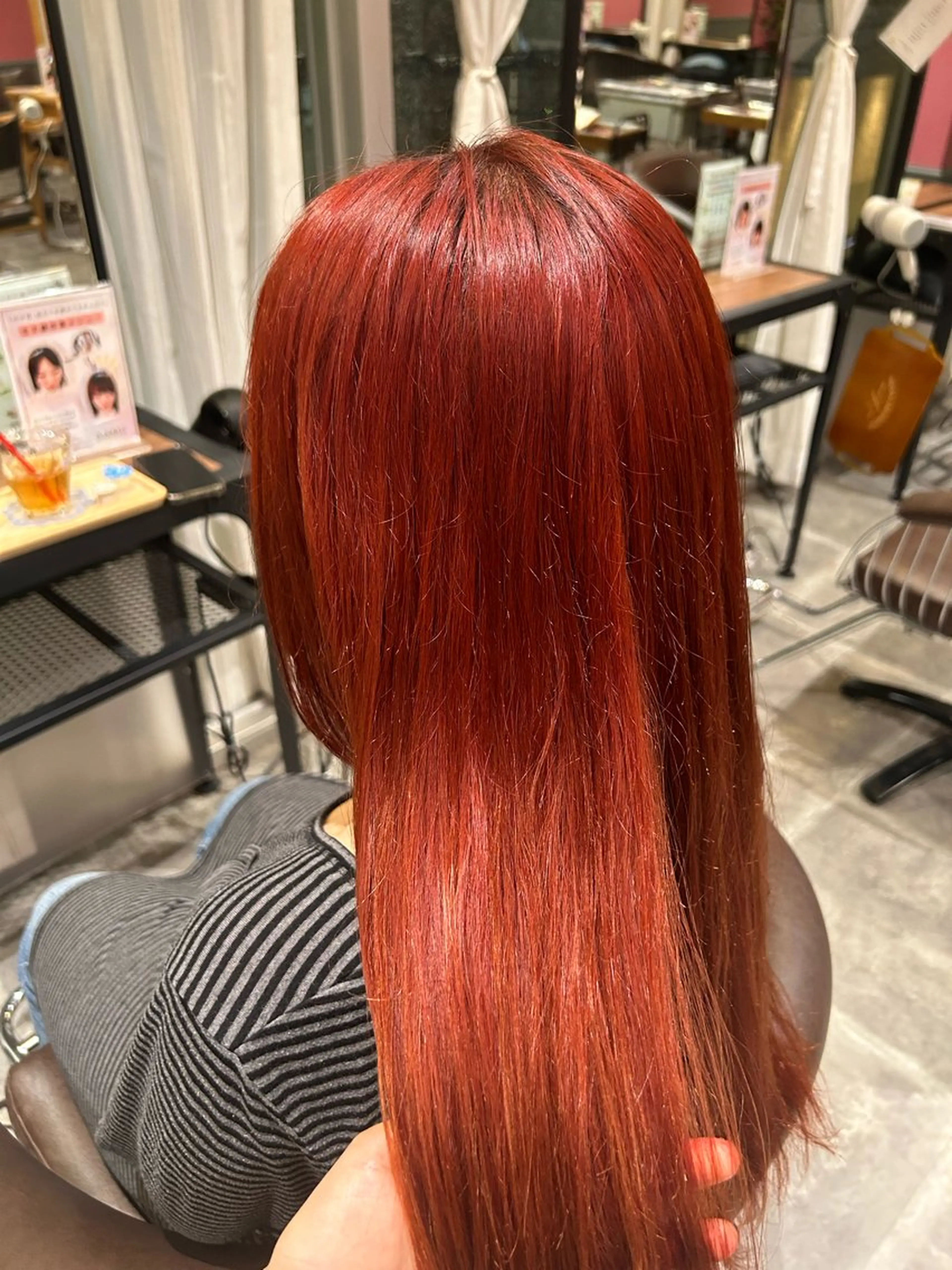 ロング カラー オレンジ LaBless うえのあかねのヘアスタイル