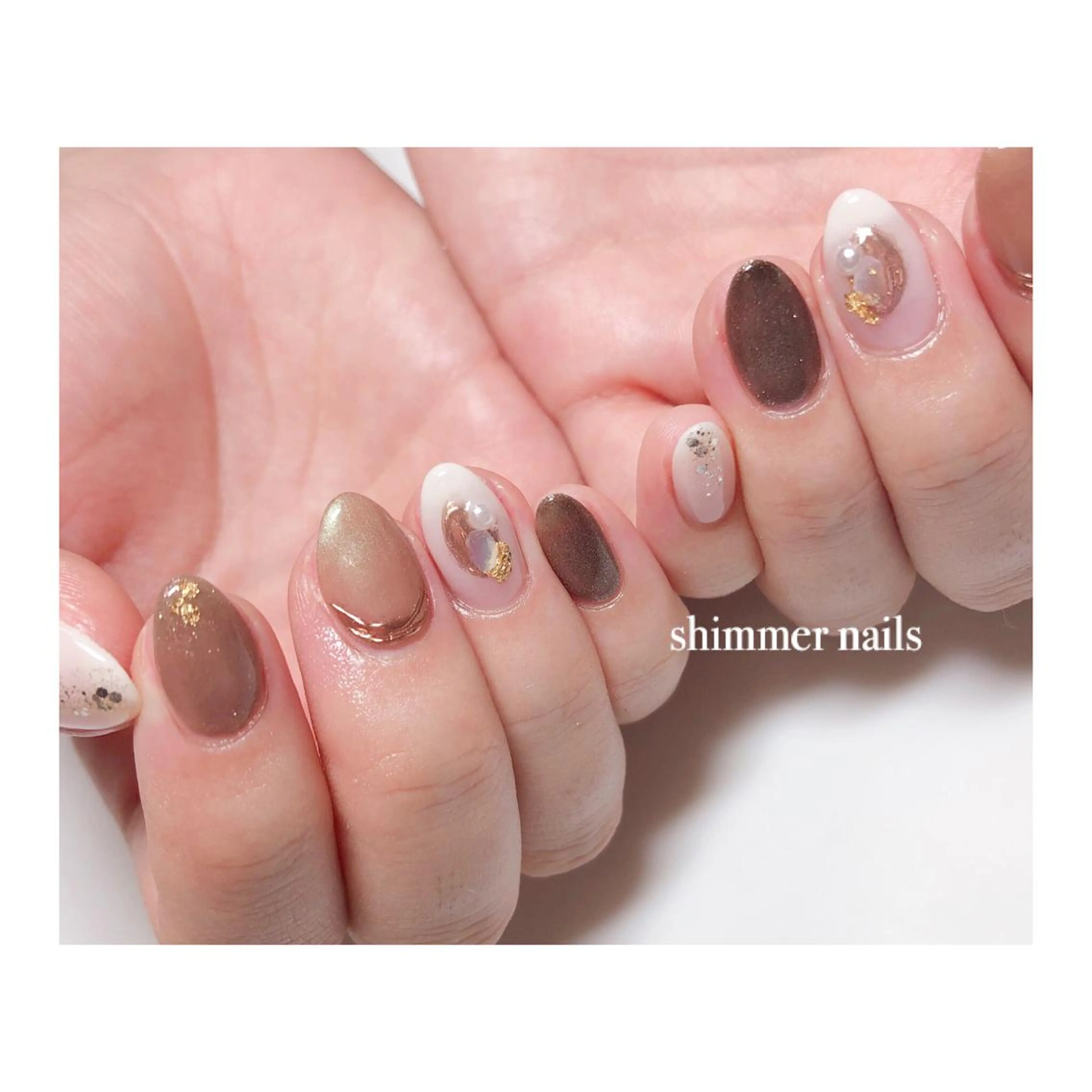 ネイル ブラウン shimmer nailsのネイルデザイン