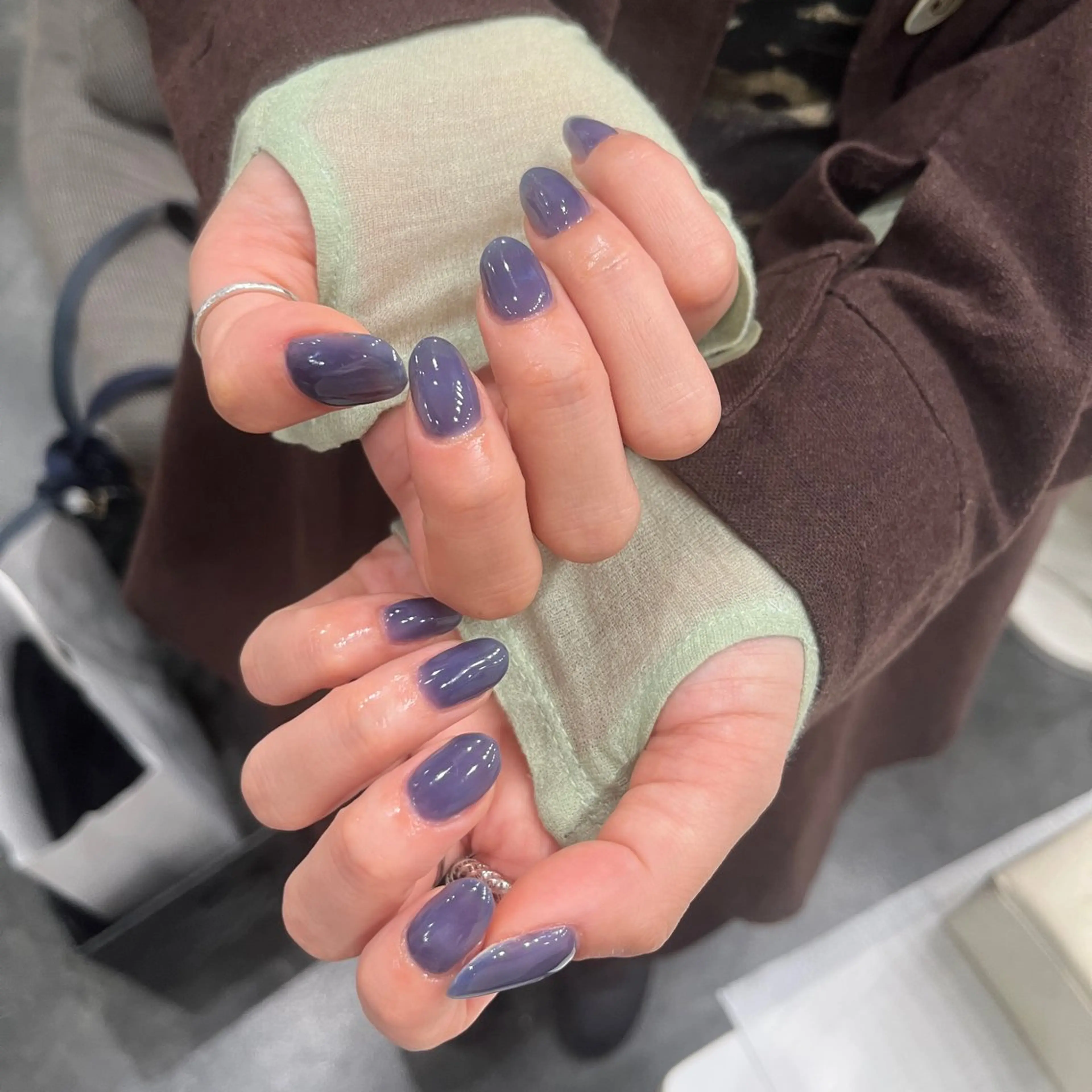 ネイル ブルー 氷ネイル・うるうるネイル パープル ハンドネイル C. Rinaのネイルデザイン