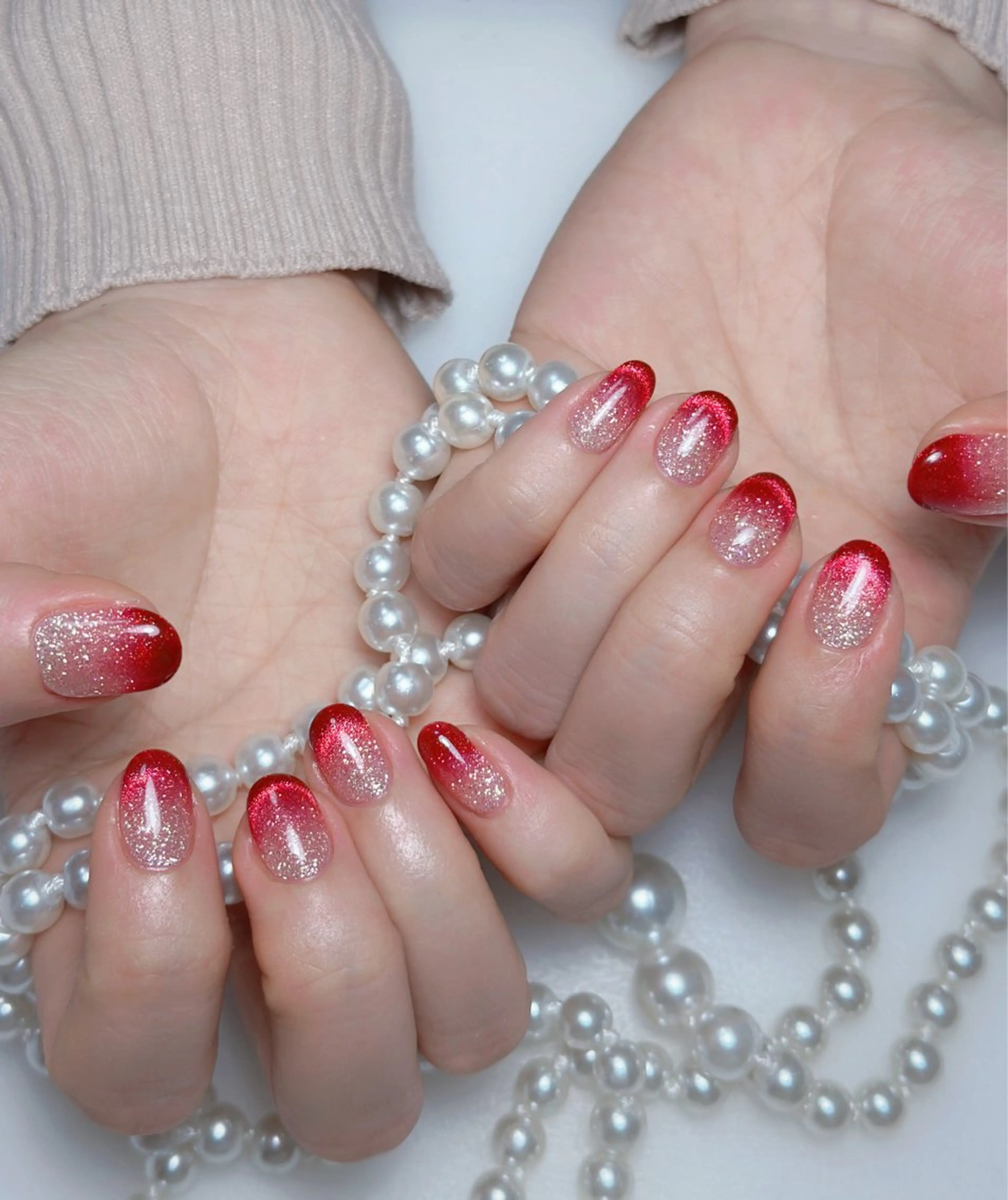 ネイル オーロラネイル 長さ出し フットネイル 韓国ネイル ラメ(グリッター) ハンドネイル 👍thumbs up nail👍のネイルデザイン