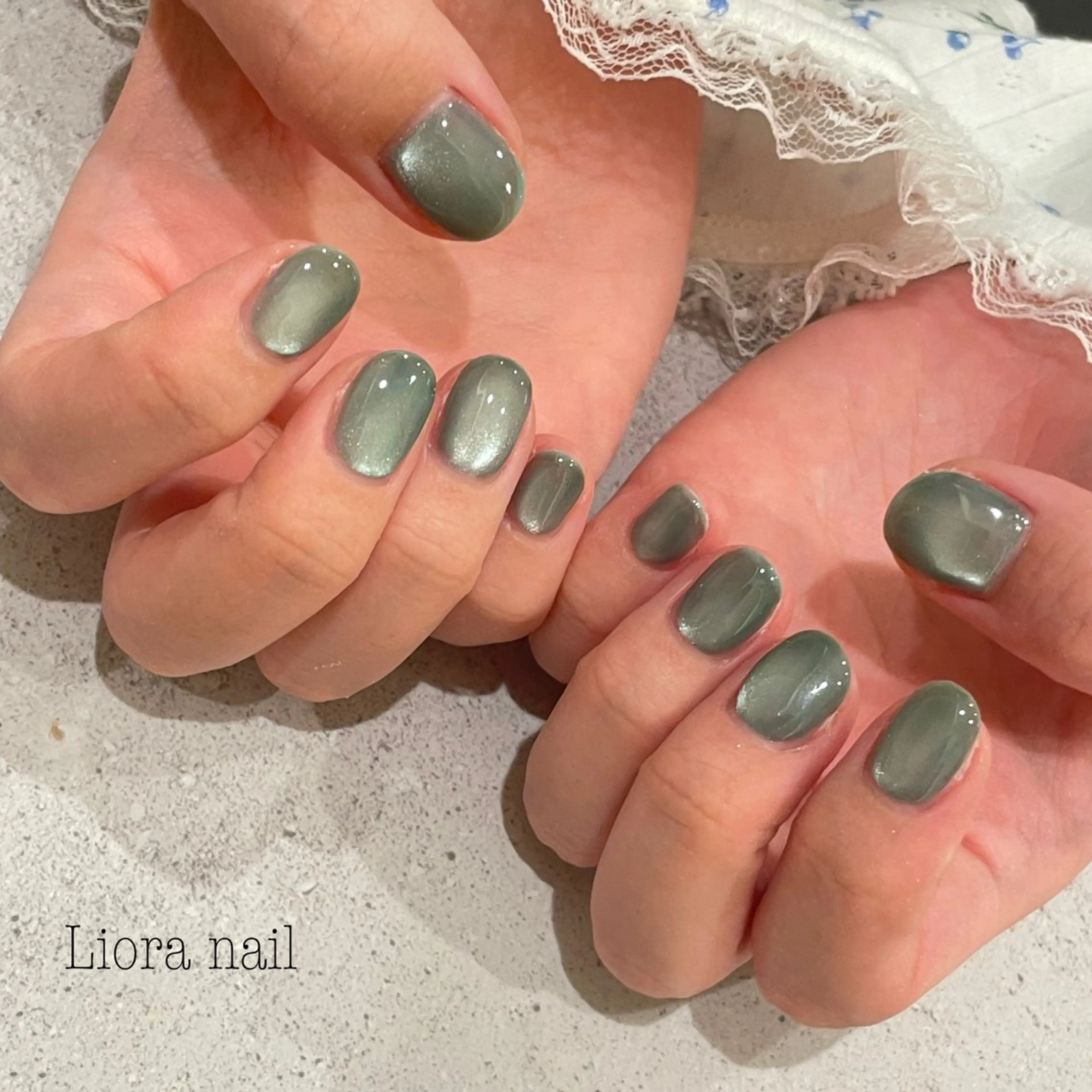 ネイル グリーン マグネットネイル ハンドネイル nail mnのネイルデザイン