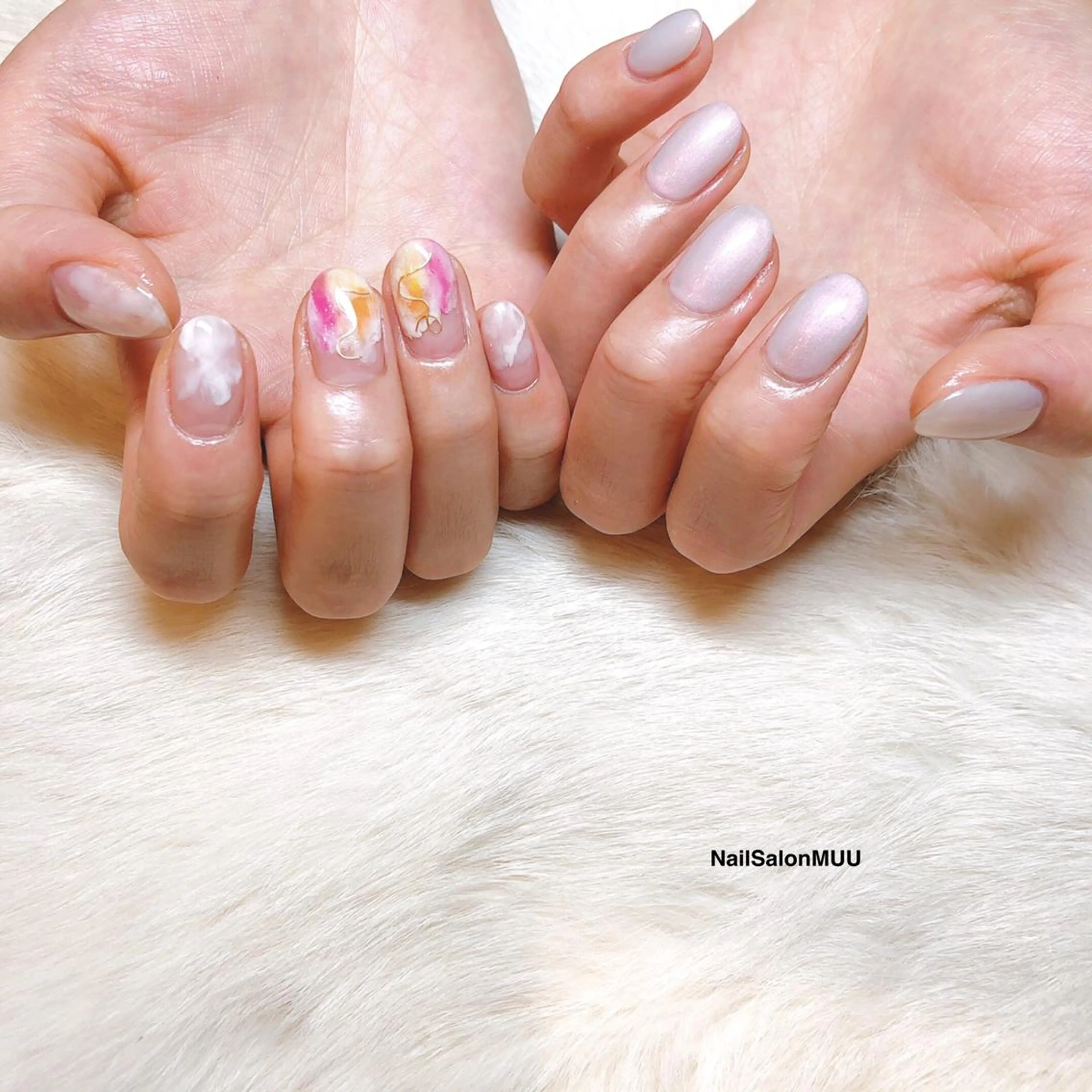 ネイル アートネイル 持ち込み ニュアンスネイル ピンク 春ネイル ハンドネイル 松村 みおのネイルデザイン