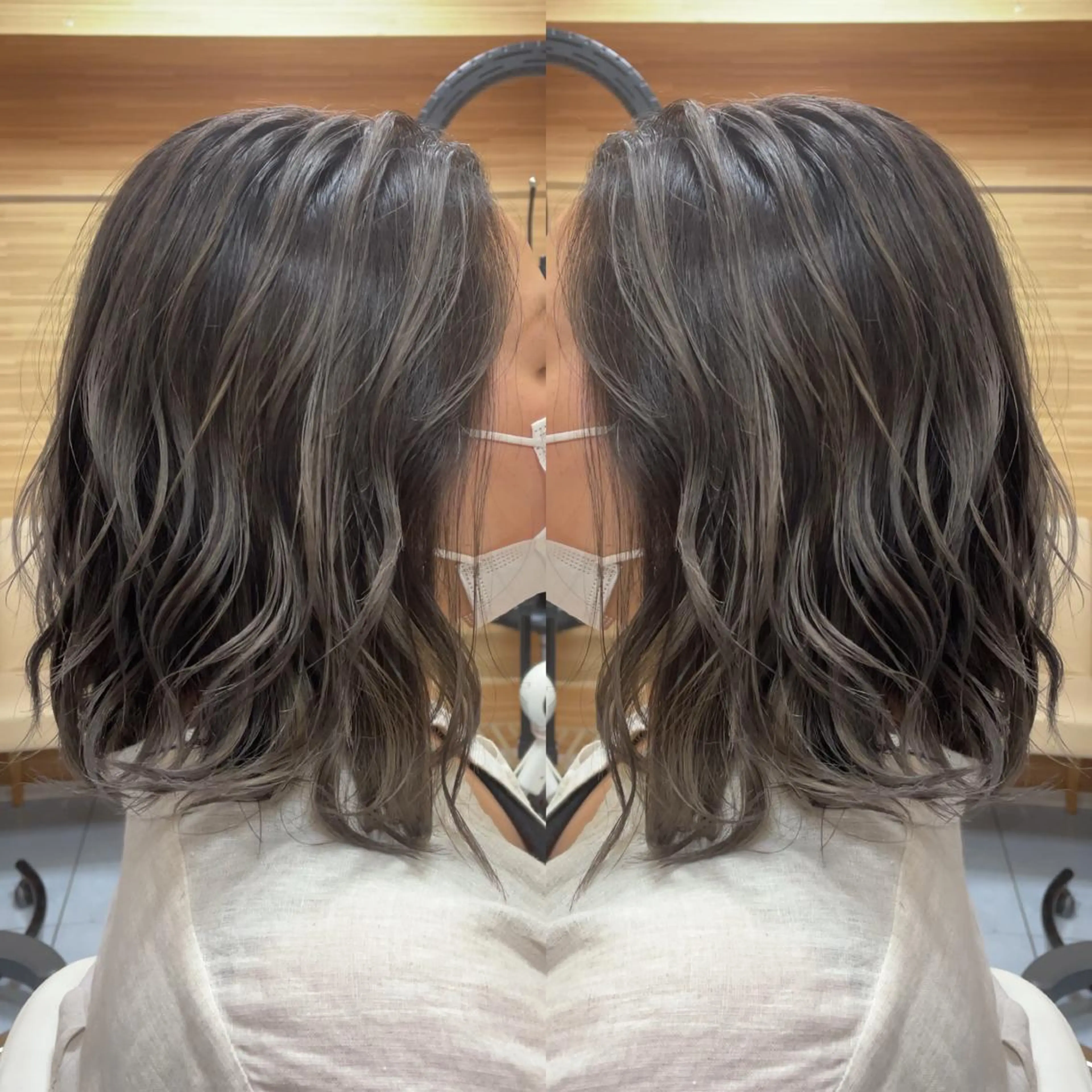 ミディアム カラー 縮毛/レイヤー 韓国/橋口のヘアスタイル