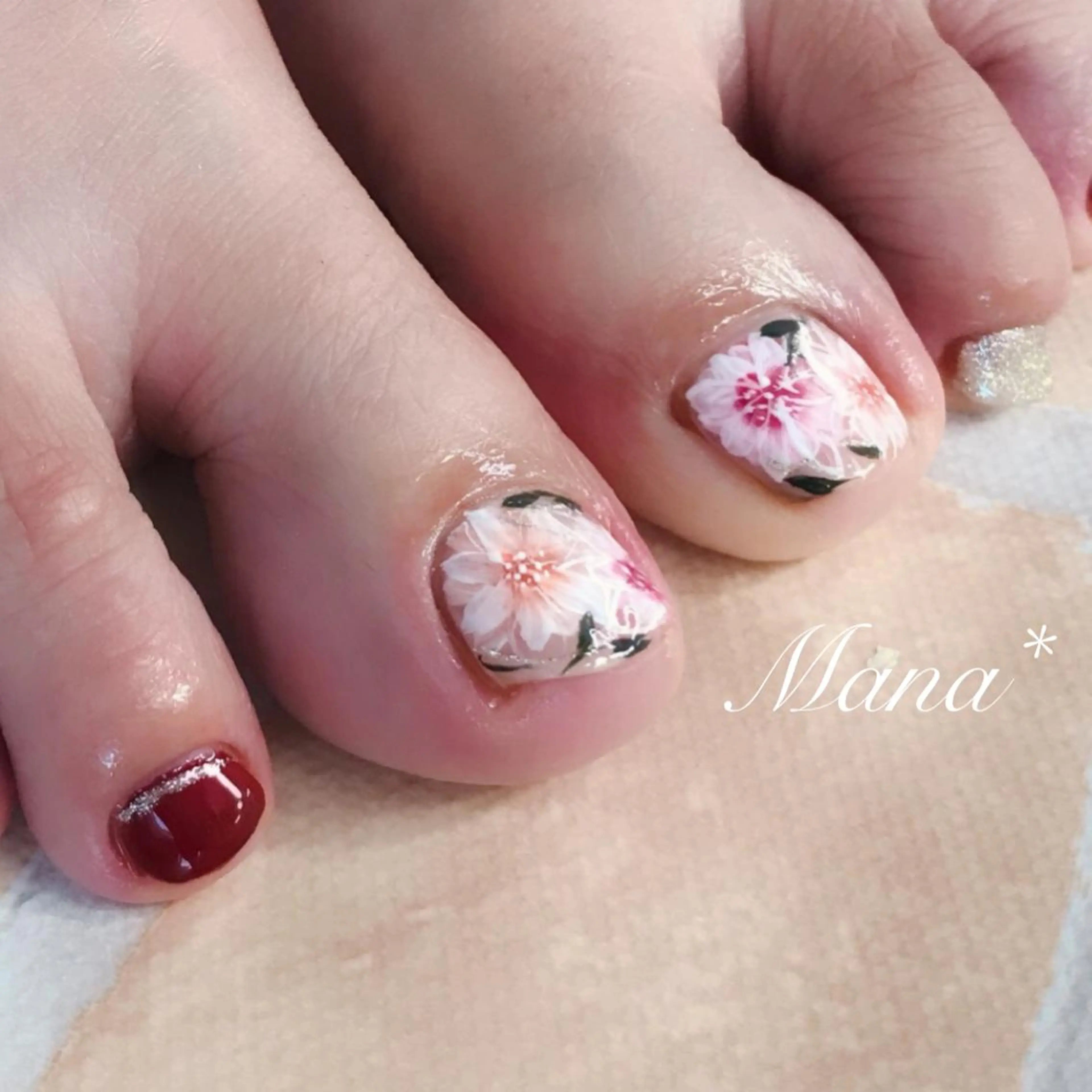 ネイル フラワーネイル フットネイル 塚田 由香里のネイルデザイン