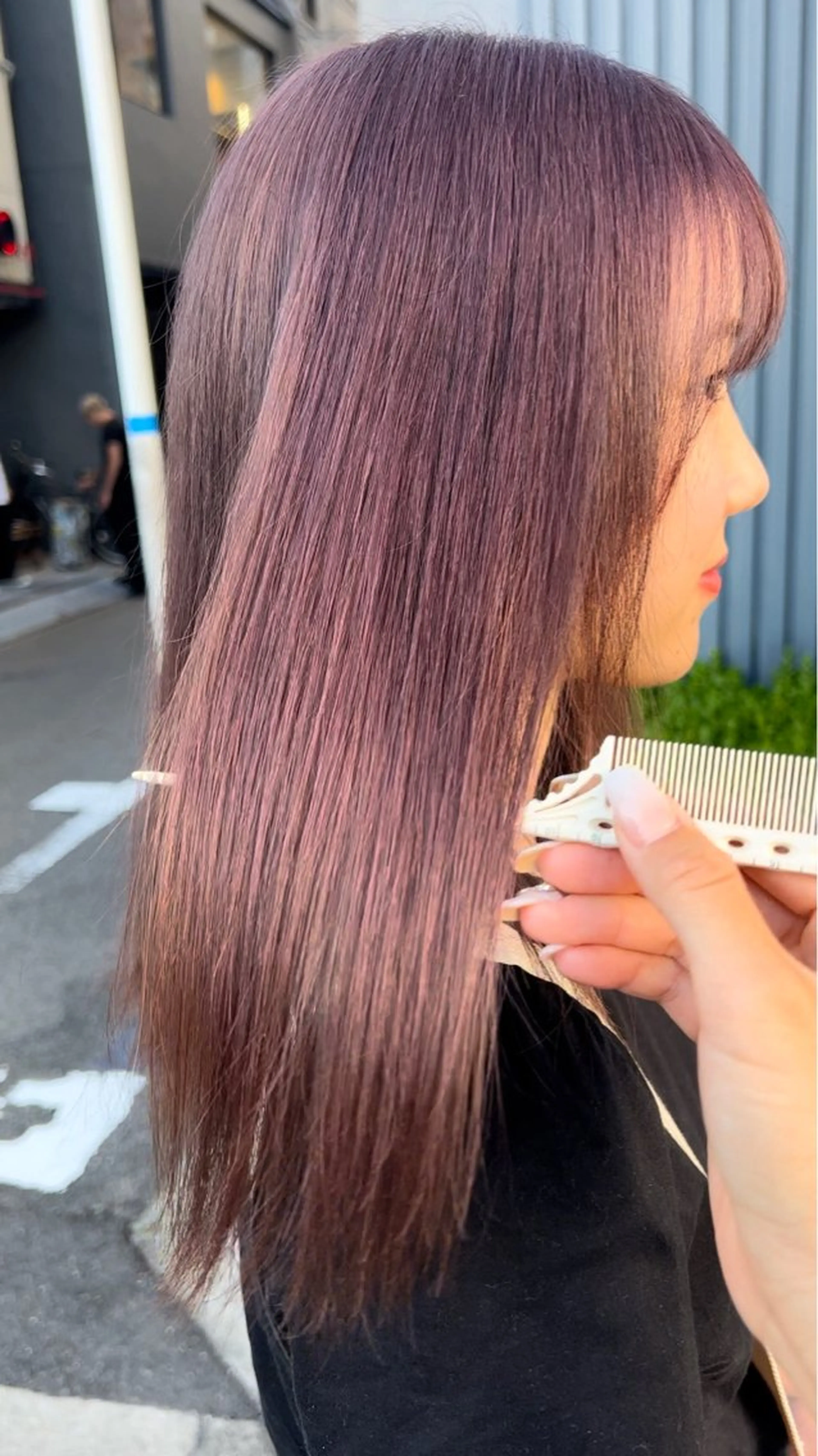 セミロング カラー ブリーチ パープルカラー box  mico. mutsumiのヘアスタイル