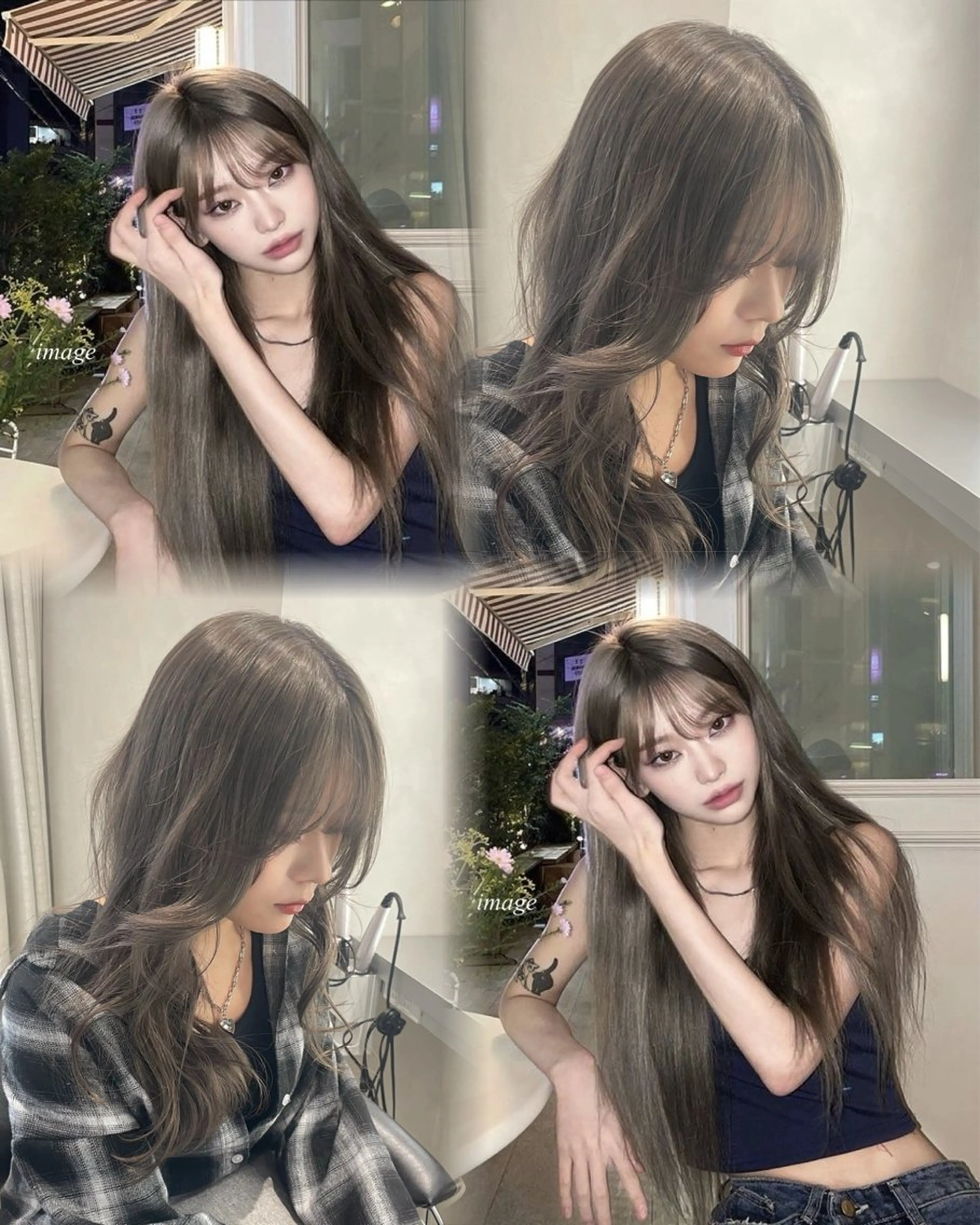 セミロング カラー ヘアカラー 韓国風ハッシュカット 似合わせレイヤー池袋のヘアスタイル