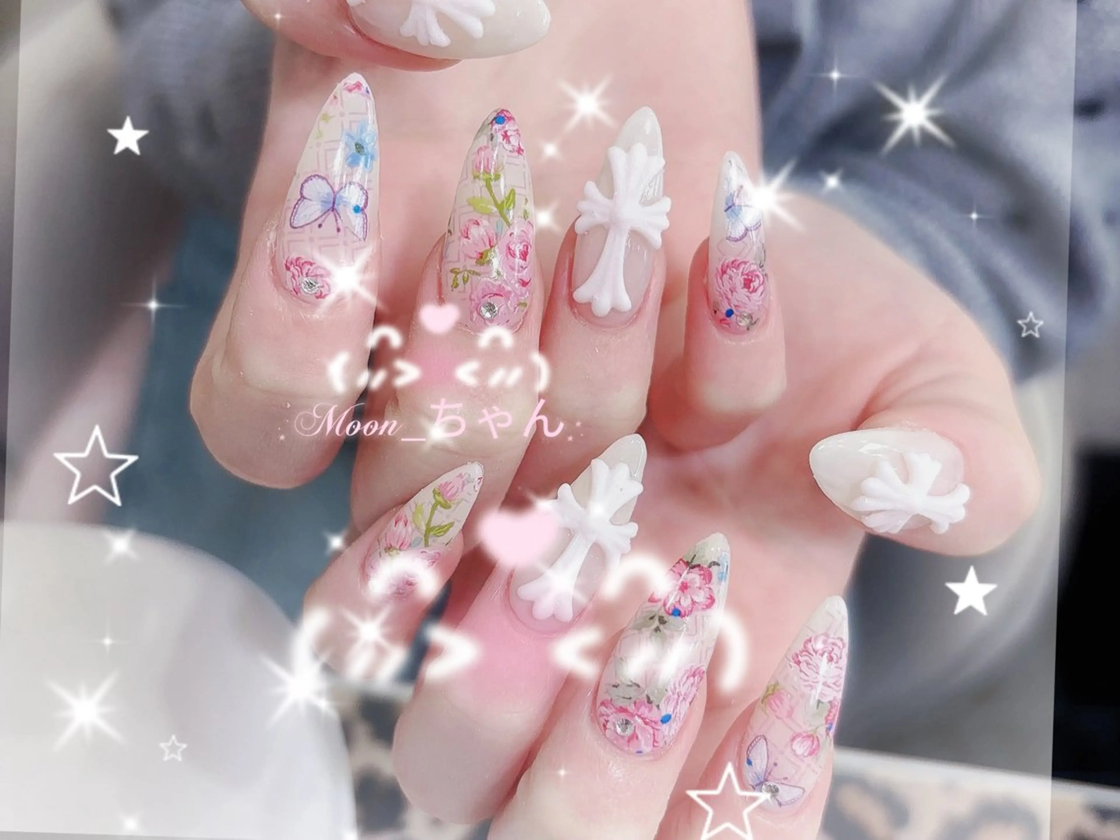 ネイル 成人式 マグネットネイル 大理石ネイル(マーブル) リボン 夏ネイル ハンドネイル MoMoA Nail ネイル長さ出し専門店のネイルデザイン