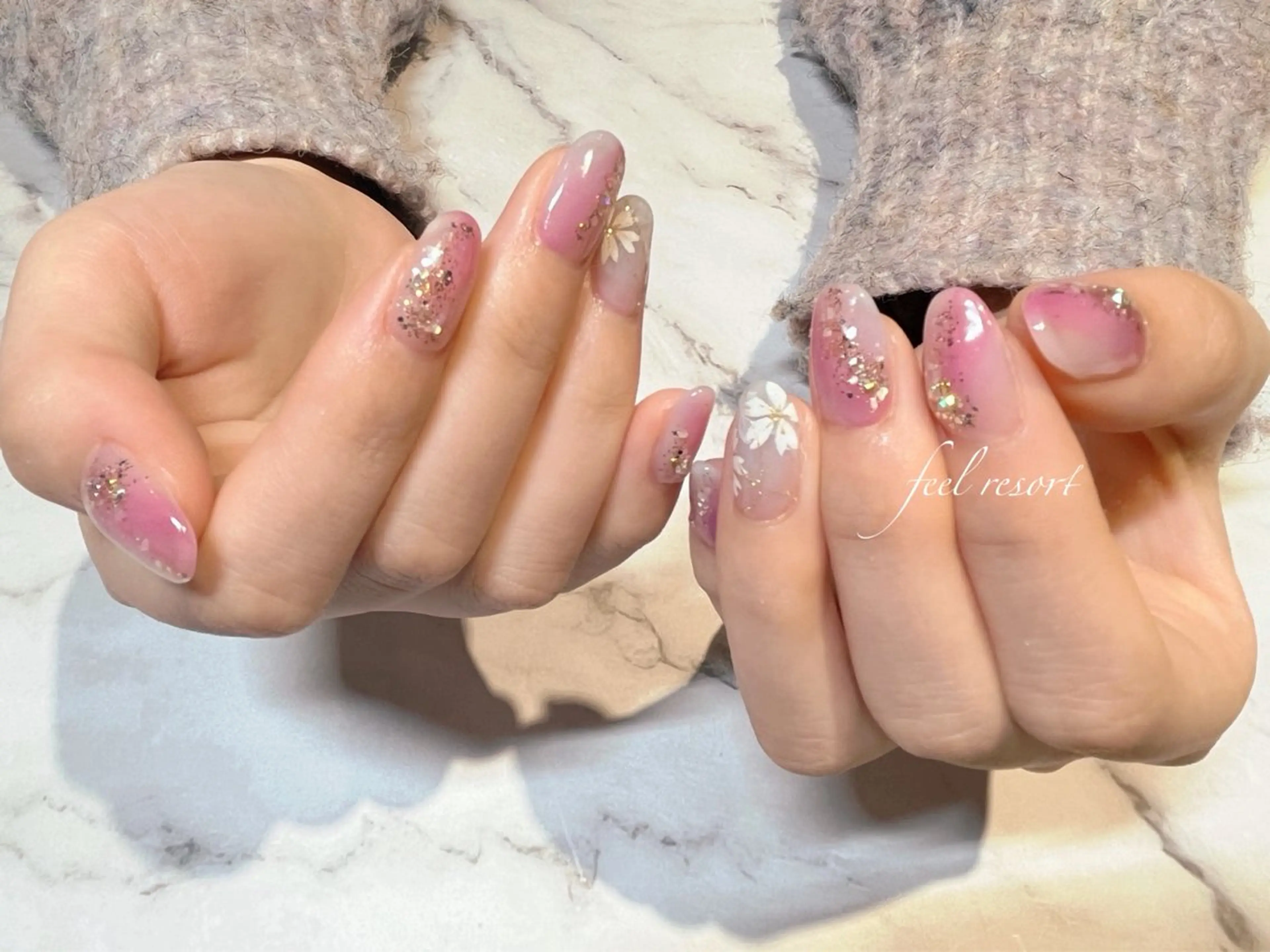 ネイル 桜ネイル 長さ出し フットネイル フレンチネイル ジェルネイル ハンドネイル Lien（リアン） 銀座駅6分のネイルデザイン