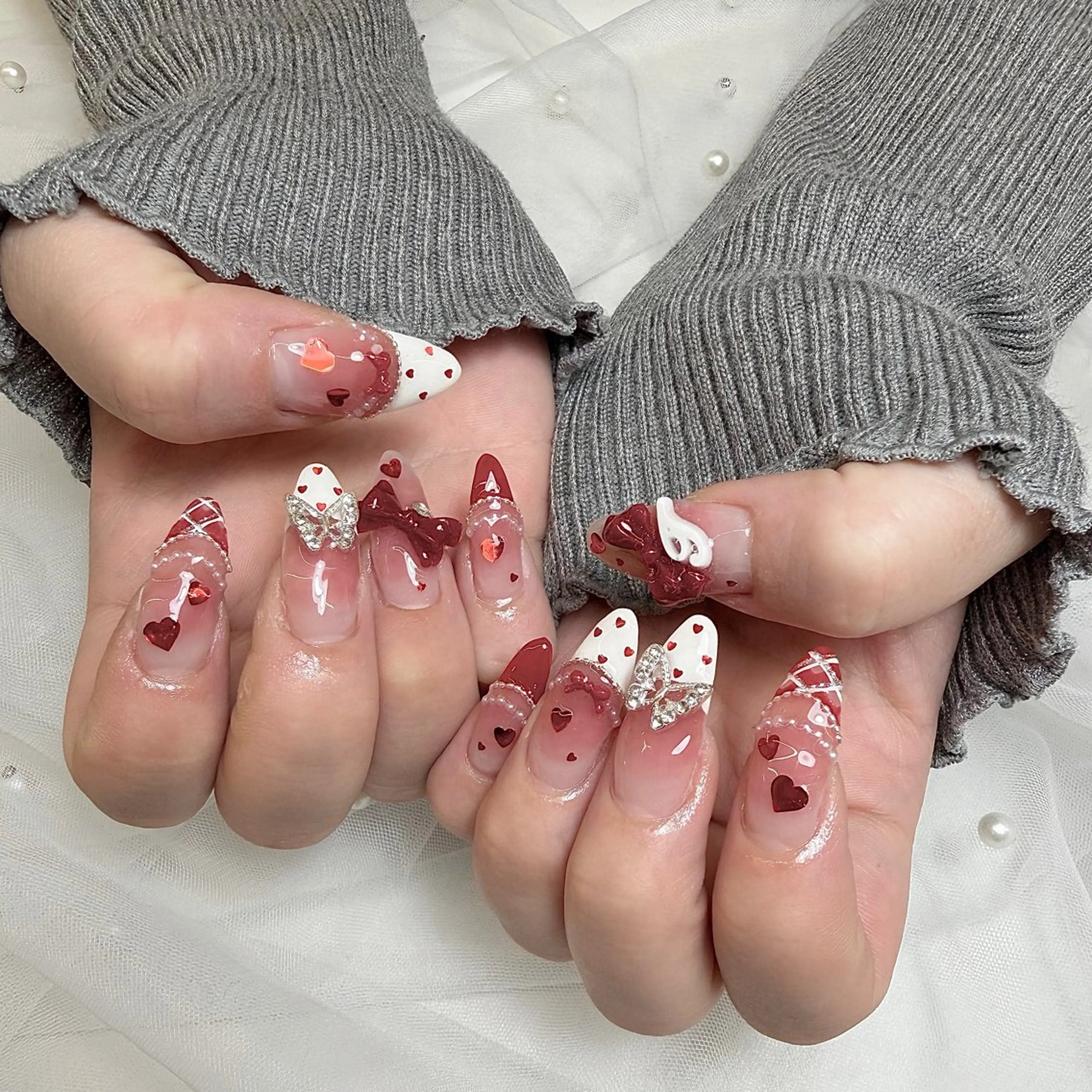 🍬10本チップ長さ出し🍬持ち込みデザイン、パーツ付け放題🩵(オフ込み)の写真