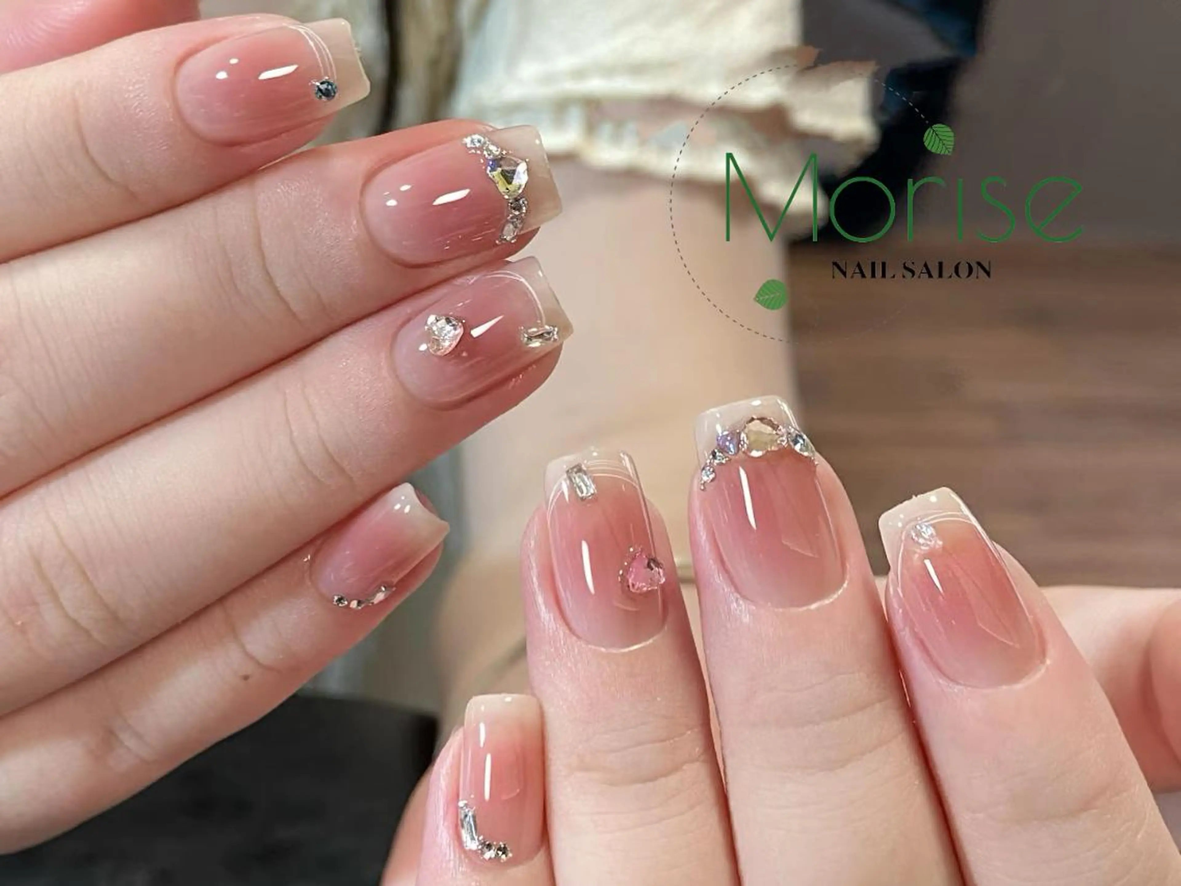 ネイル 長さ出し フレンチネイル ジェルネイル ガラスフレンチ 韓国ネイル MoriseNail Jr研修💜はるかのネイルデザイン